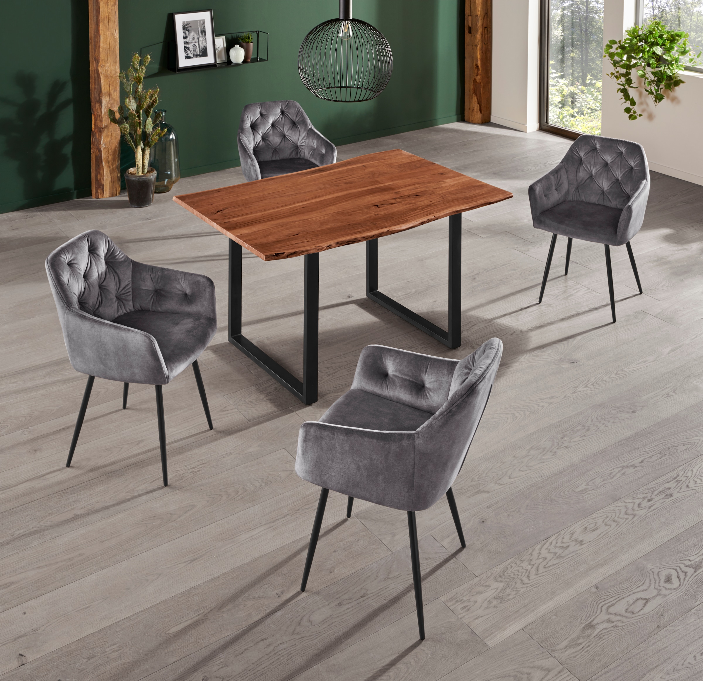 HELA Esszimmerstuhl »Kira Schalenstuhl Boho, Bestseller« (Set) 2 Stk.Armlehnstuhl Samt oder Microfaser Bezug