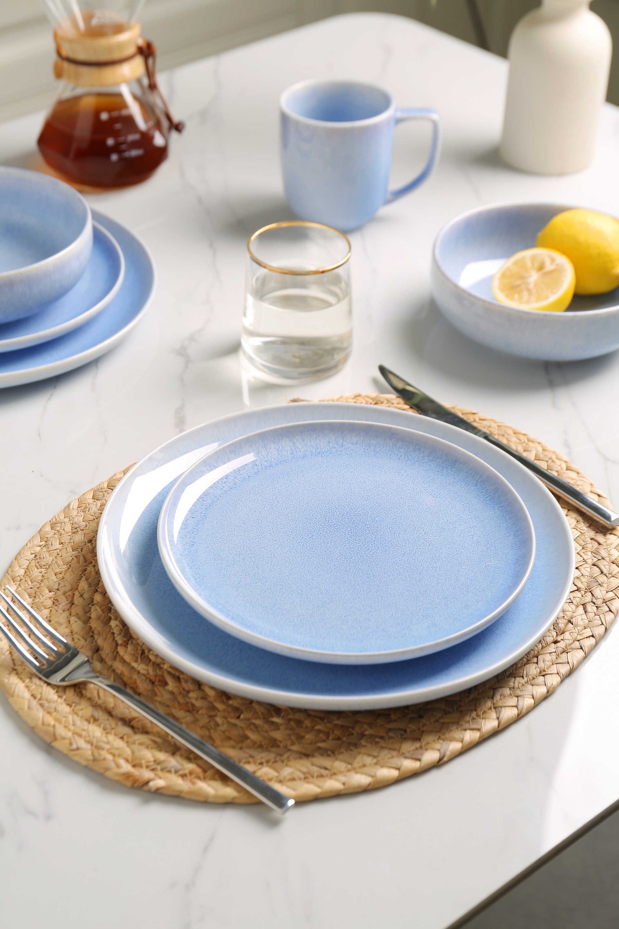 GOODproduct Set de vaisselle »Flett, mit Reaktivglasur« Teller Set, spülmaschinenfest und mikrowellengeeignet