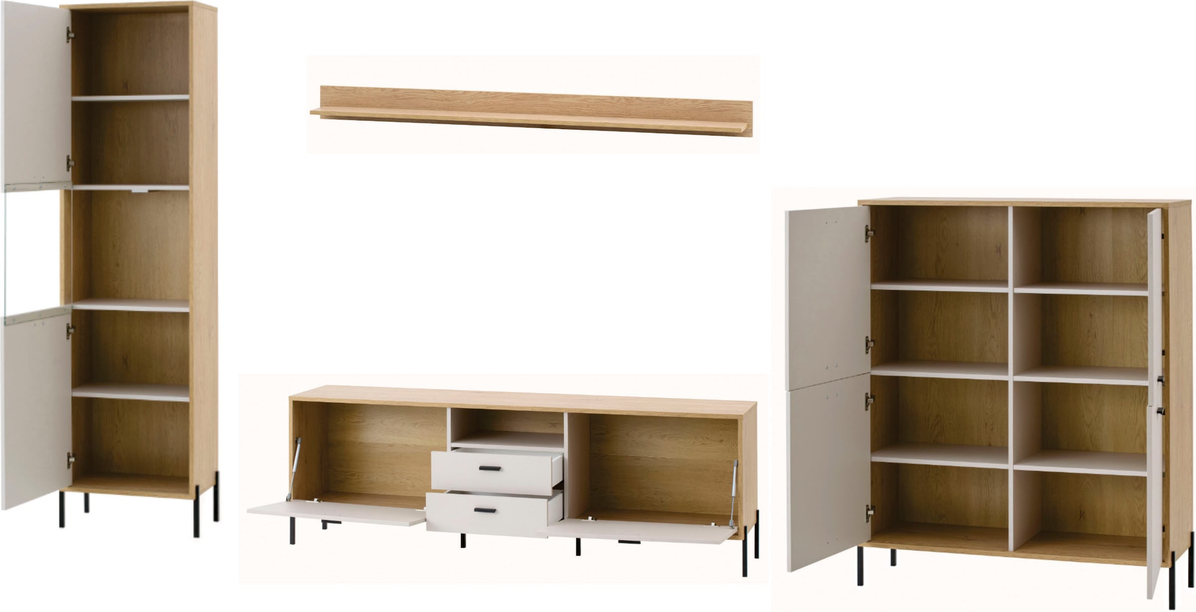 Home affaire Meuble mural »Fredericia, moderne Anbauwand, Komplettset in Kaschmir« Ensemble, 4 cuis tlg.