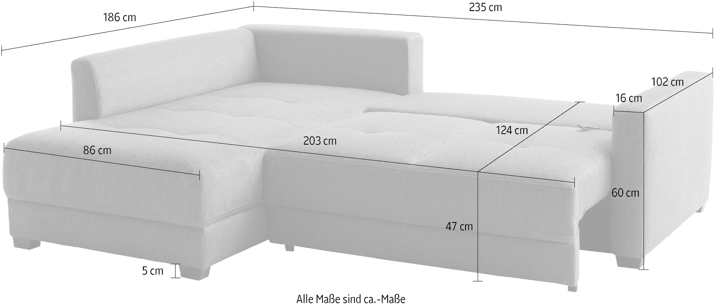 Mr. Couch Canapé d'angle »Pierre, L-Form mit Taschenfederkern« mit DuraSpring-Taschenfederkern bis 140 kg belastbar