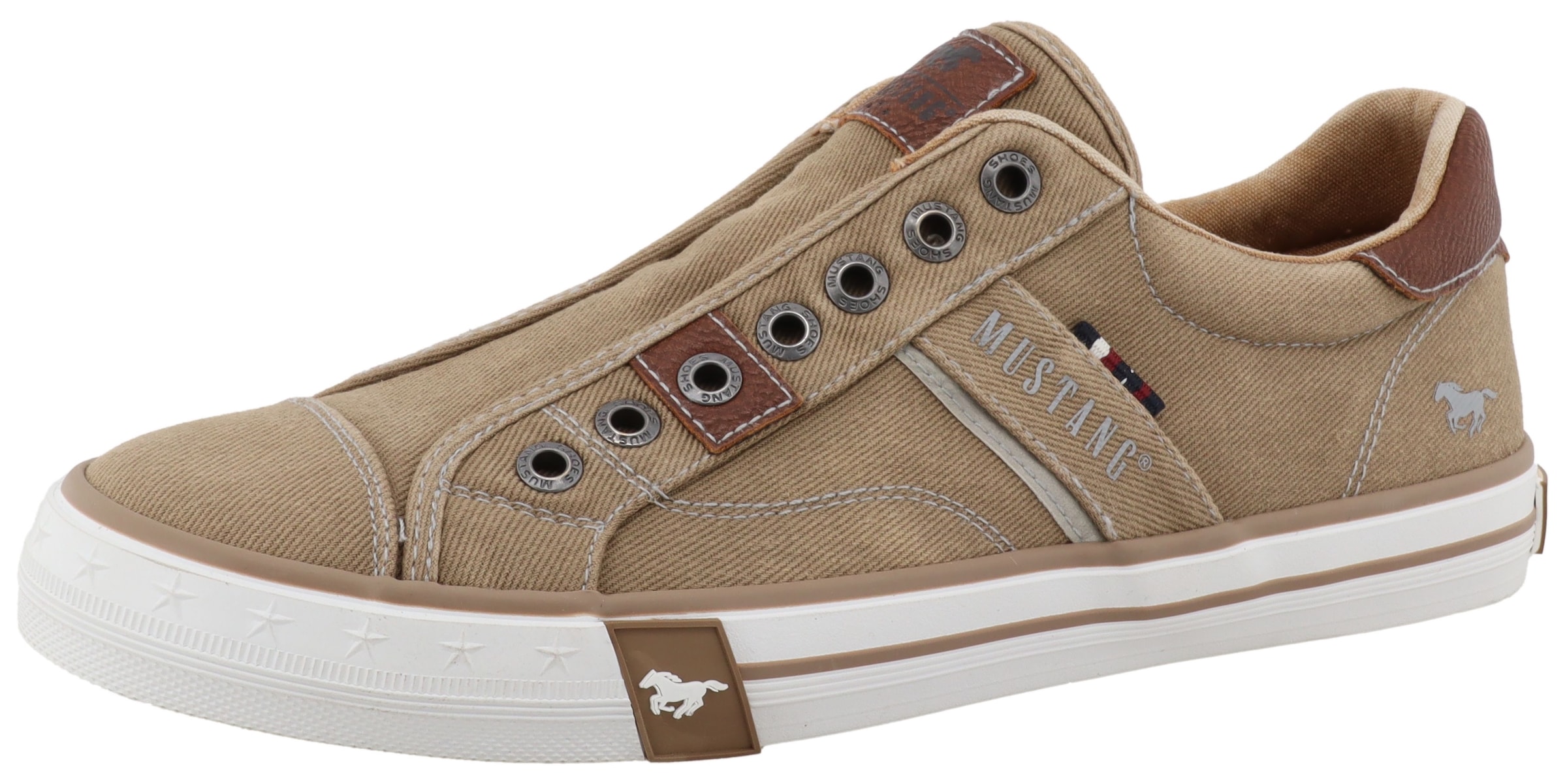 Mustang Shoes Baskets slip-on »Calogero«  Mocassin, chaussure décontractée, chaussure basse avec coutures contrastées