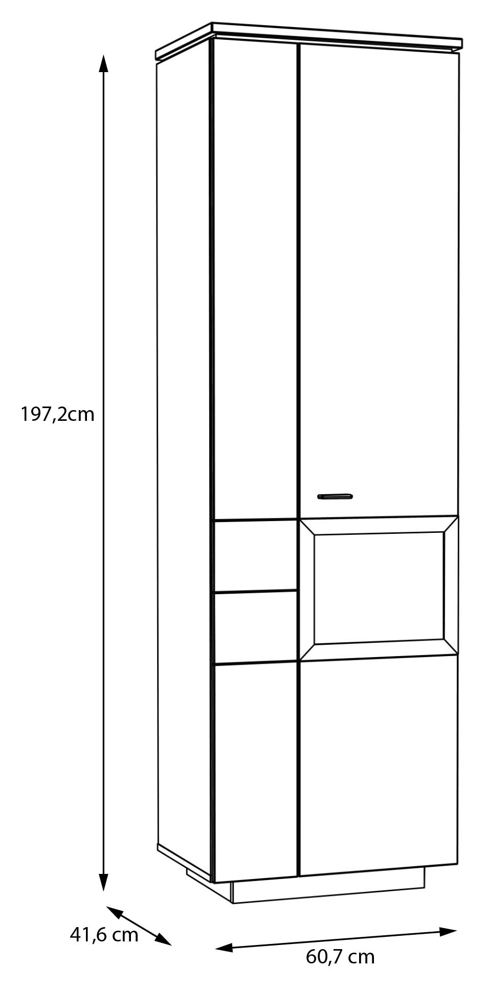 FORTE Vitrines »Louoto, Stauraumvitrine, Standvitrine, Stauraumschrank« Charnière de porte réversible droite ou gauche, avec soft close, hauteur 197,2 cm
