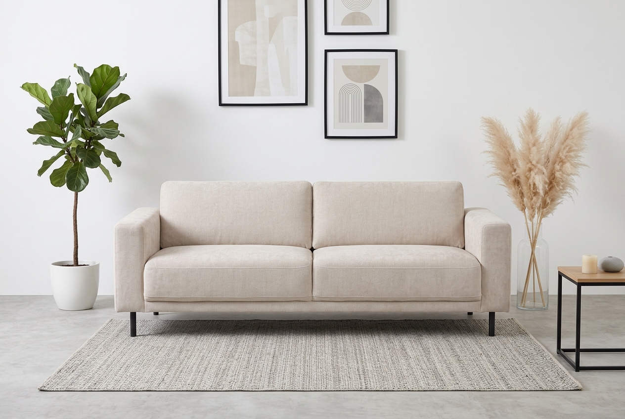 GOODproduct Schlafsofa »Sveeva, 3 Sitzer, Liegefläche 135x190 cm, schwarze Metallfüsse« langlebiger Strukturstoff, mit Wellenunterfederung, viele Farben