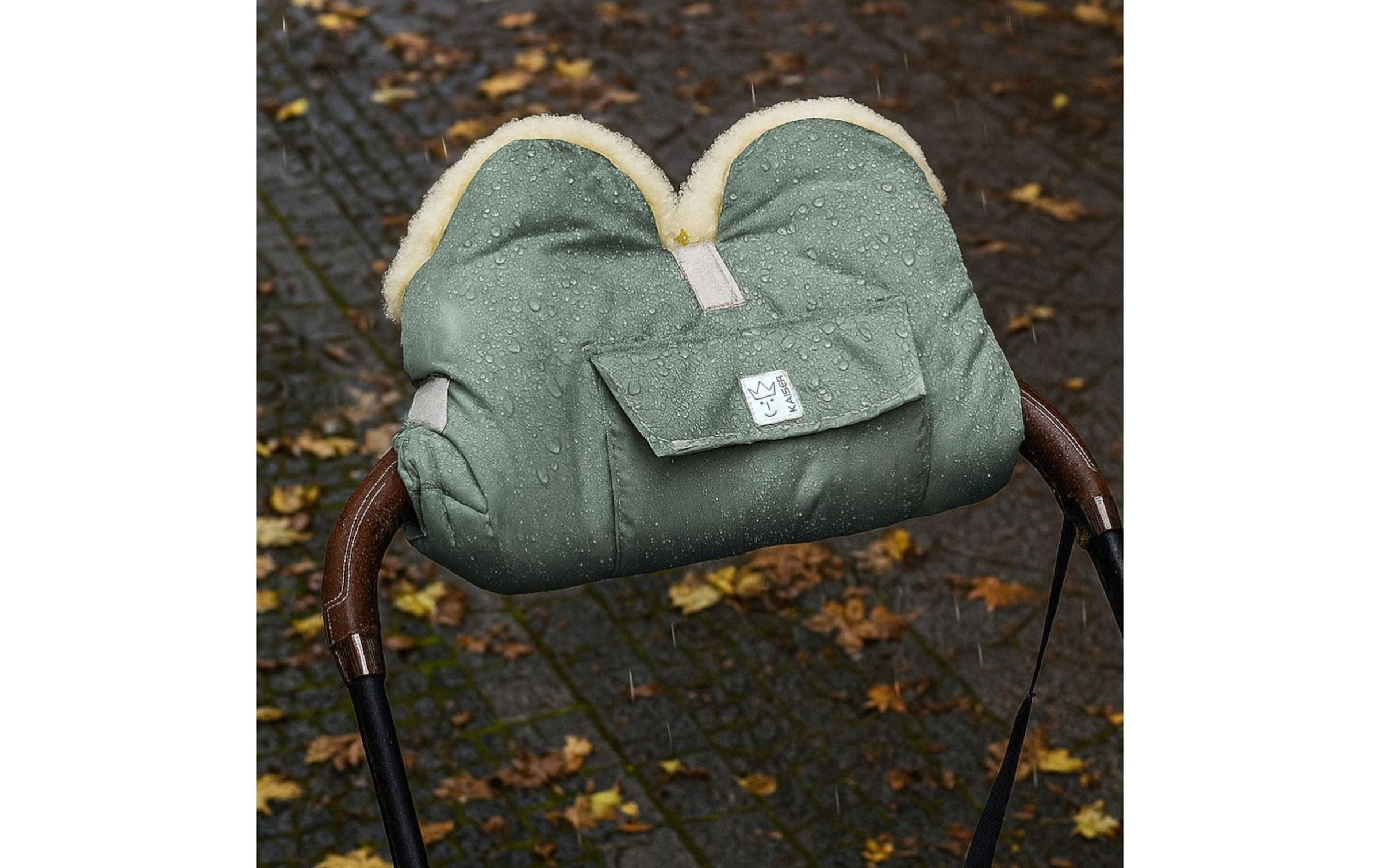 Kaiser Chauffe-mains pour poussette »Lammfell Big Salbei« Handwärmer für den Kinderwagen