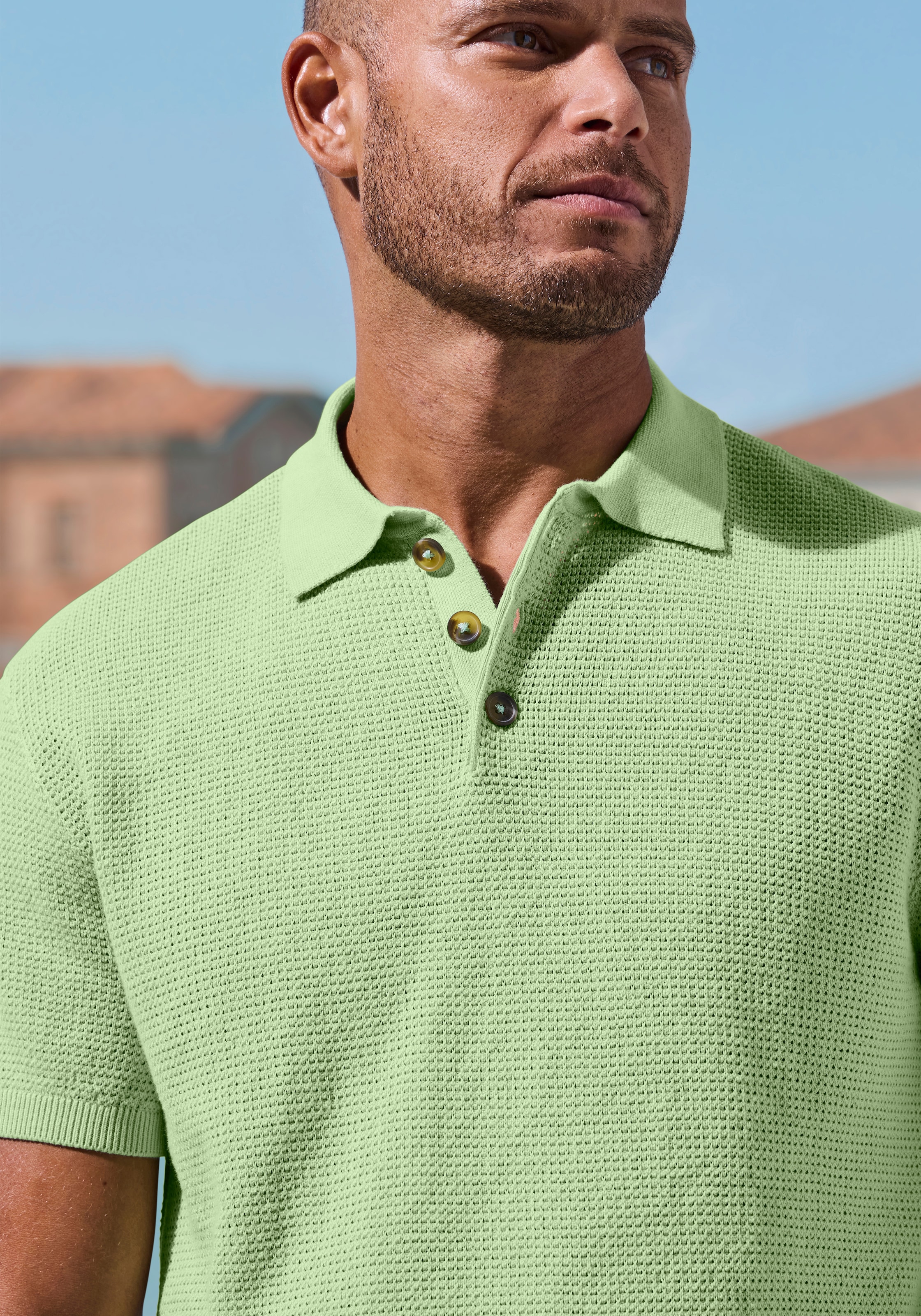 John Devin Polo »- Strick Poloshirt, Regular fit« mit Polokragen und kleiner Knopfleiste