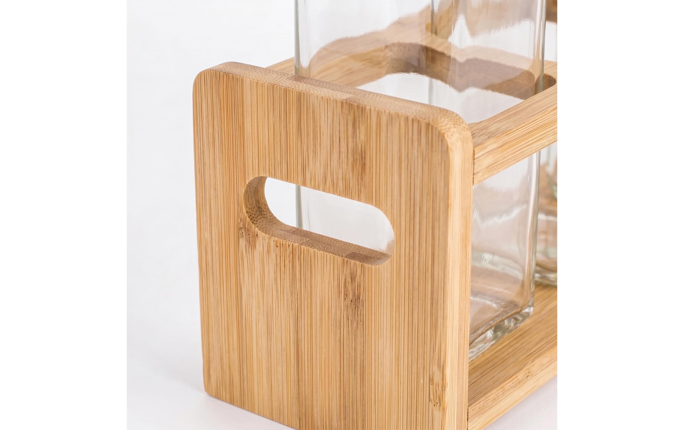 relaxdays Set de menus »Ölflaschen Set 4-teilig Glas Bambus 500 ml«