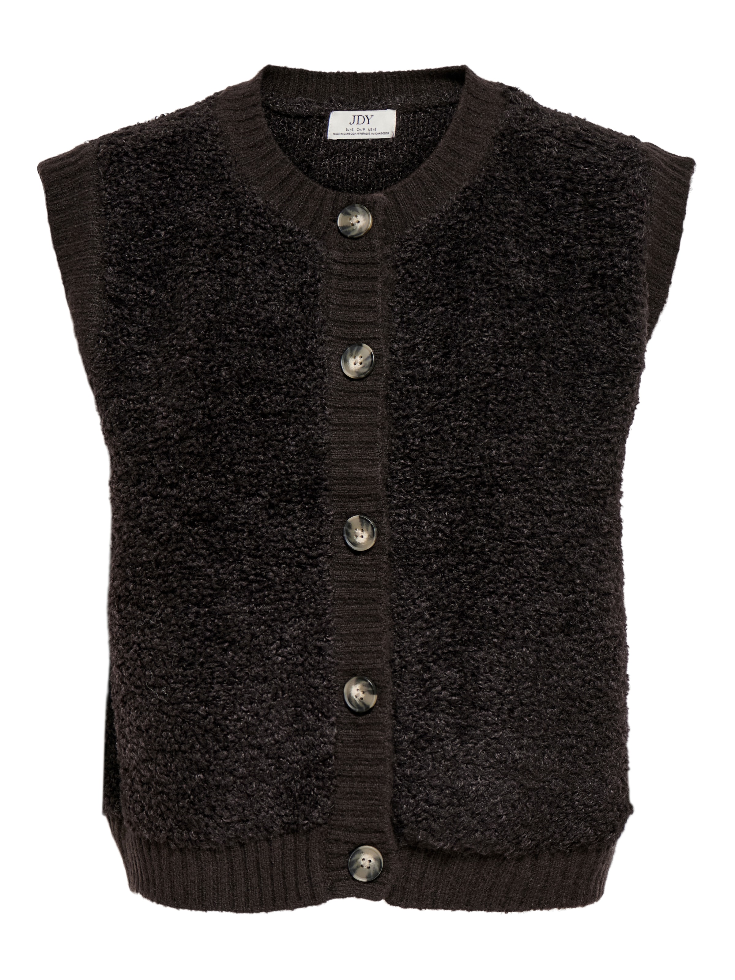 JDY Gilet tricoté »JDYEIRA LIFE S/L O-NECK BUTTON VEST KNT« Mélange de matériaux, avec laine et stretch