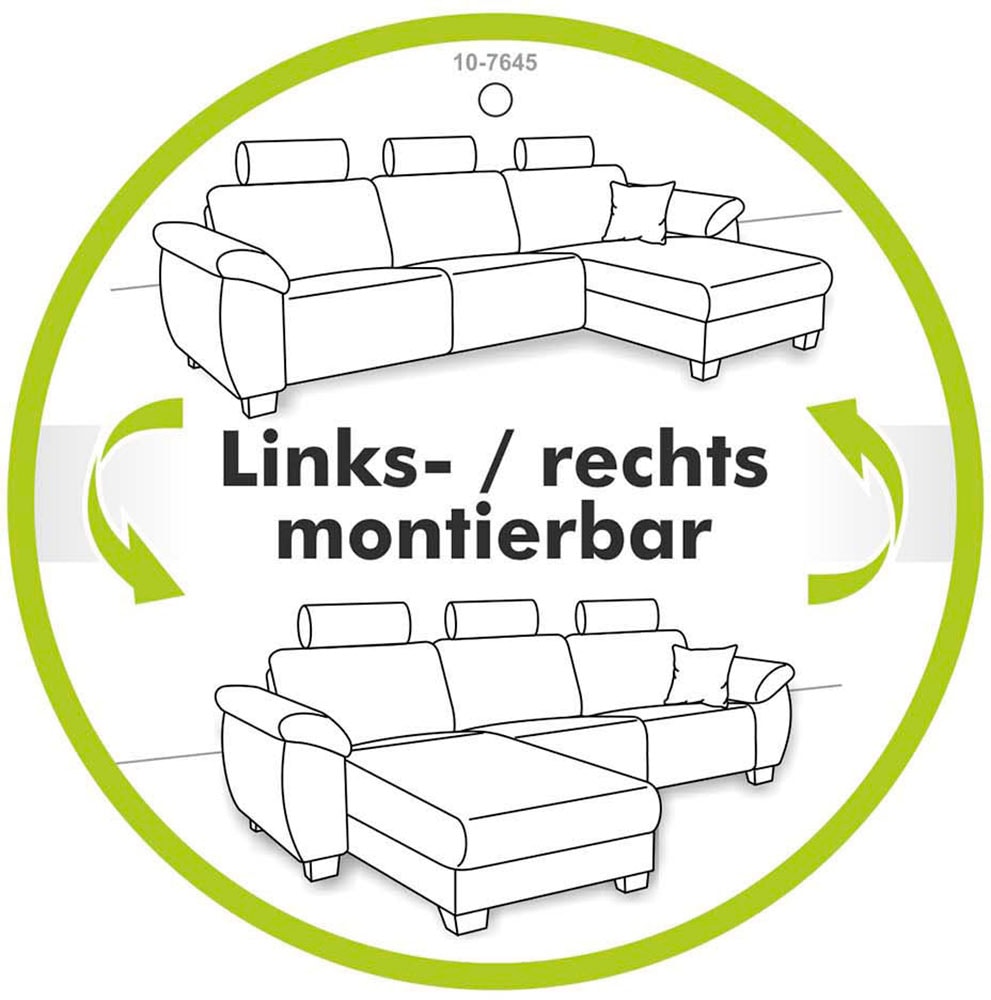 Jockenhöfer Gruppe Ecksofa »Slider L-Form, B: 277 cm Couch, 60cm elektrische Sitztiefenverstellung« 140kg Belastbarkeit, USB-Anschluss, Kopfteilverstellung & Zierkissen