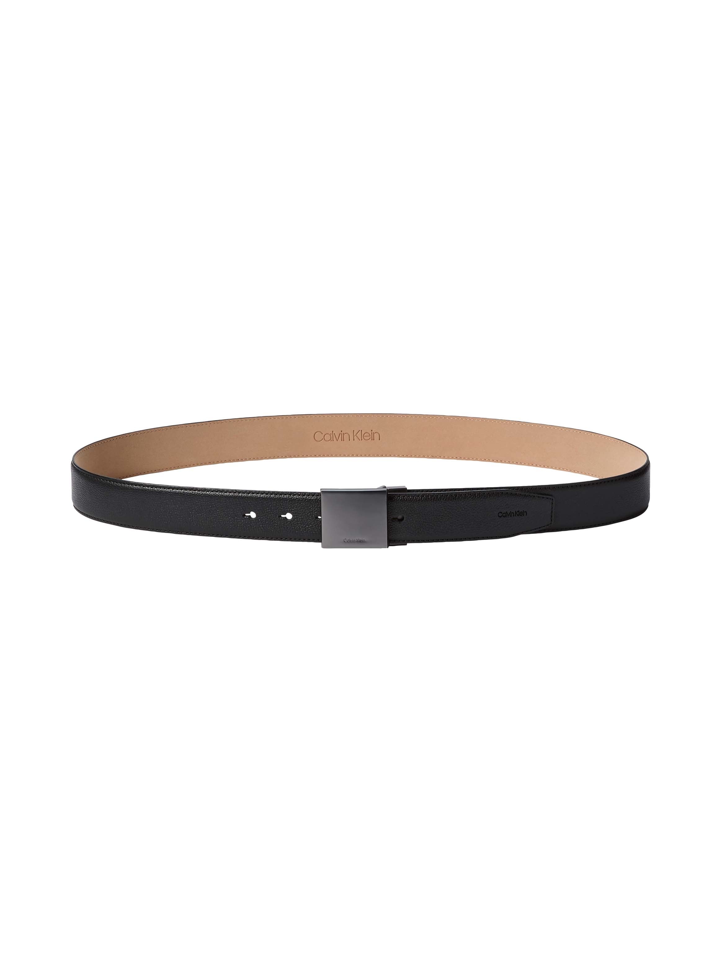 Calvin Klein Ceinture en cuir »DRESS PLAQUE PEBBLE 35MM ADJ« Grössenverstellbar mit Metallschliesse