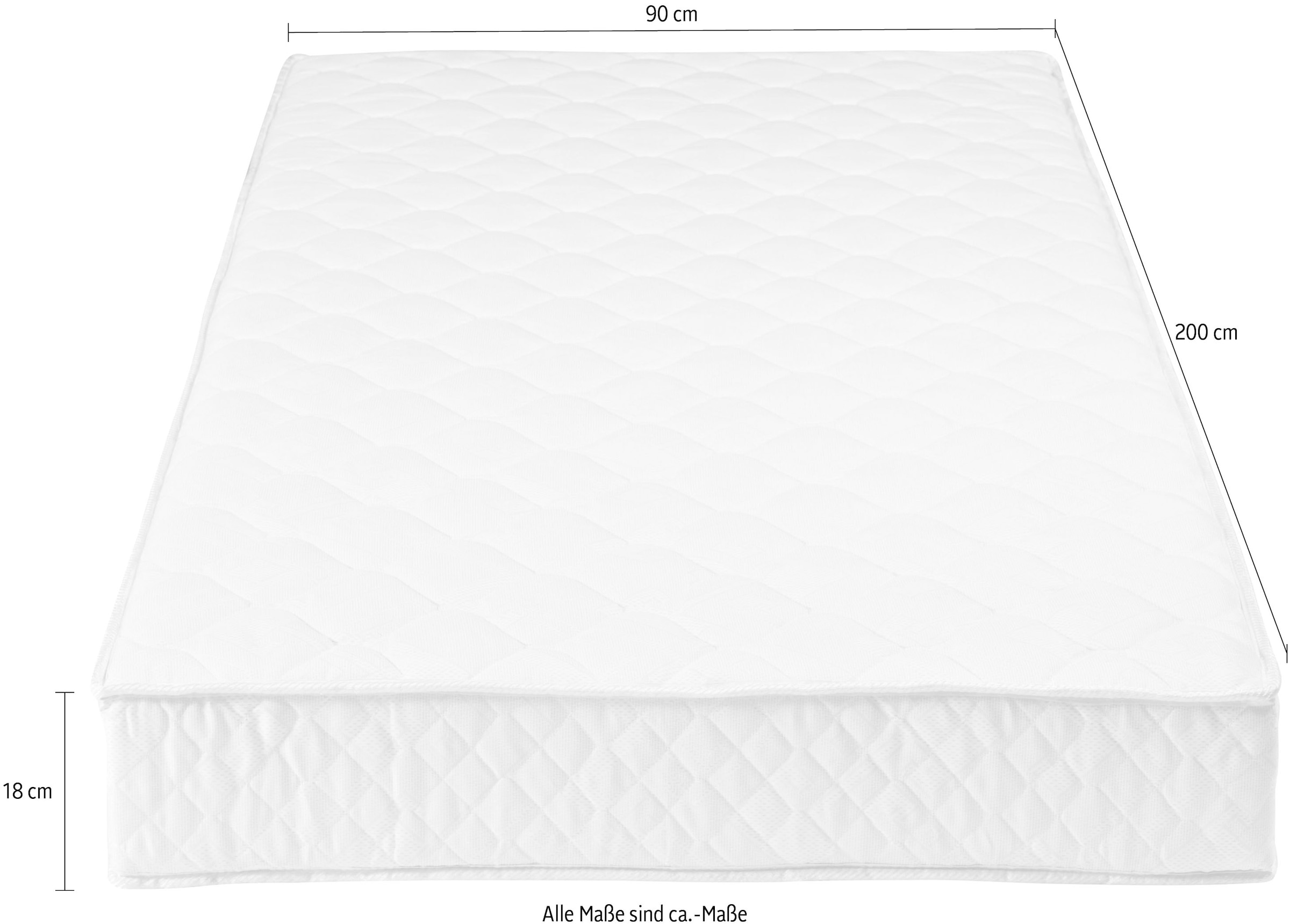 WOOOD Matelas à ressorts Bonnell »Bonell mit Anti-Allergie 4-Rollen-Bonellfederkern, B90 x T200 x H17 cm« 18 cm hoch 1 cuis tlg. Capacité de charge 90 kg, matelas de confort de luxe léger, facile d'entretien