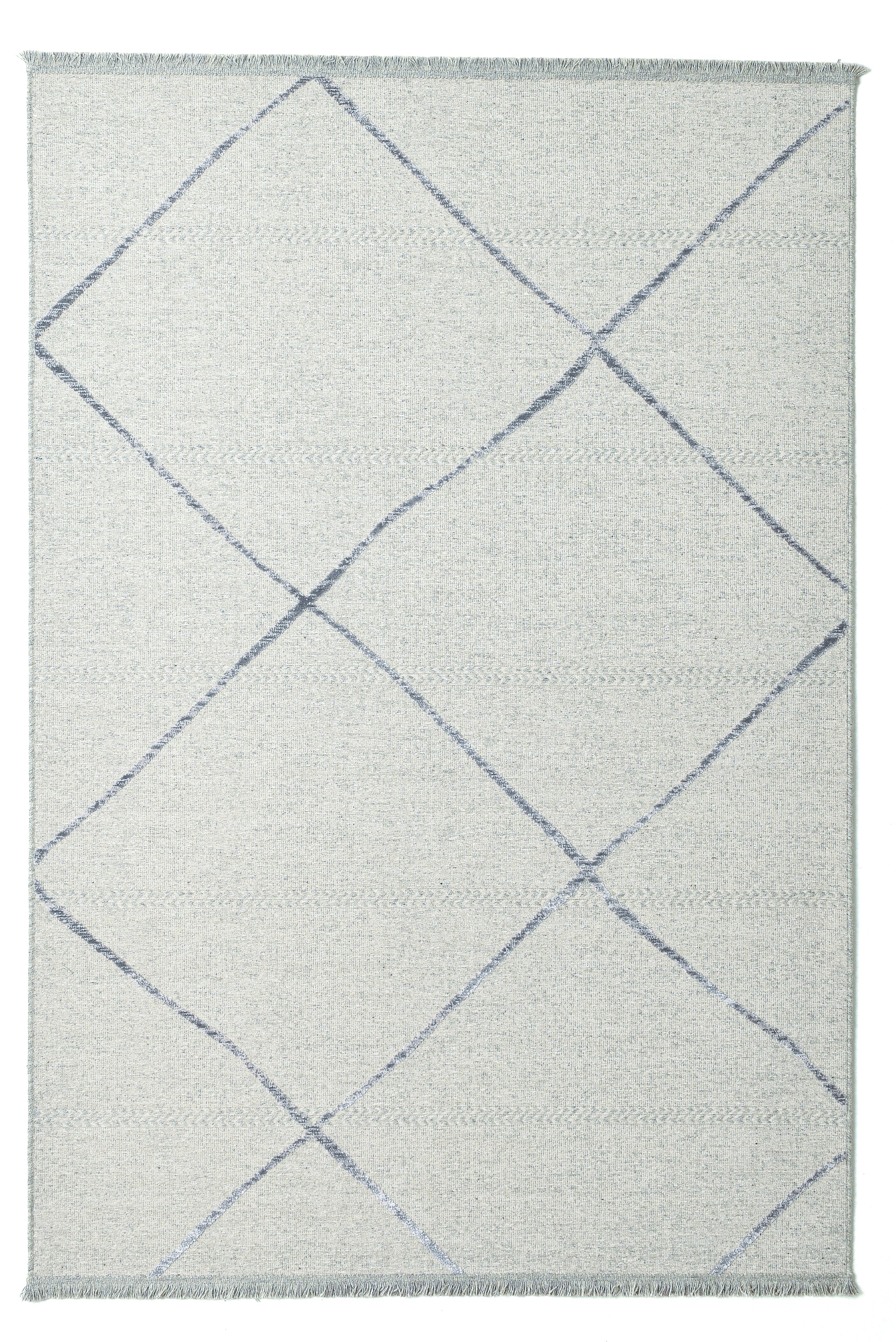 Sansibar Tapis »Braderup« Rectangulaire 2 mm Höhe tissu plat, design scandinave moderne, motif losanges, avec franges