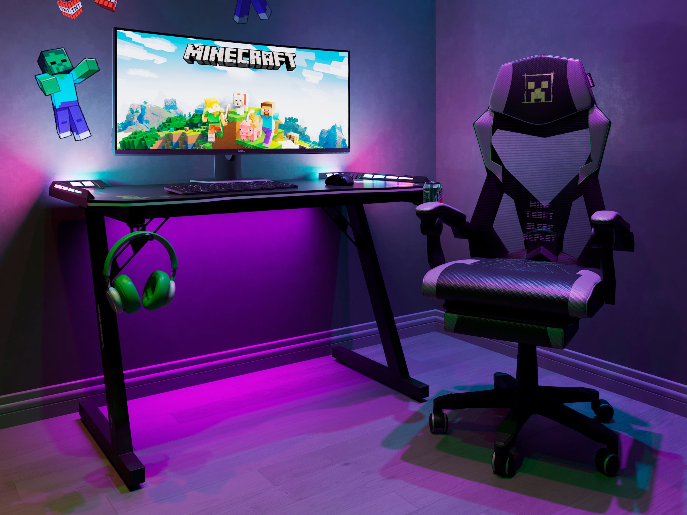 Phoenix Table de gaming incluant éclairage LED RGB