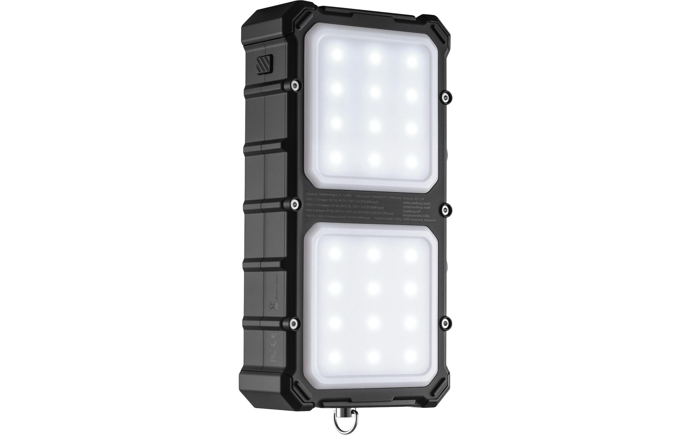 Sandberg Banque d'énergie »Solar CampLED 20000 mAh« Solarpanel