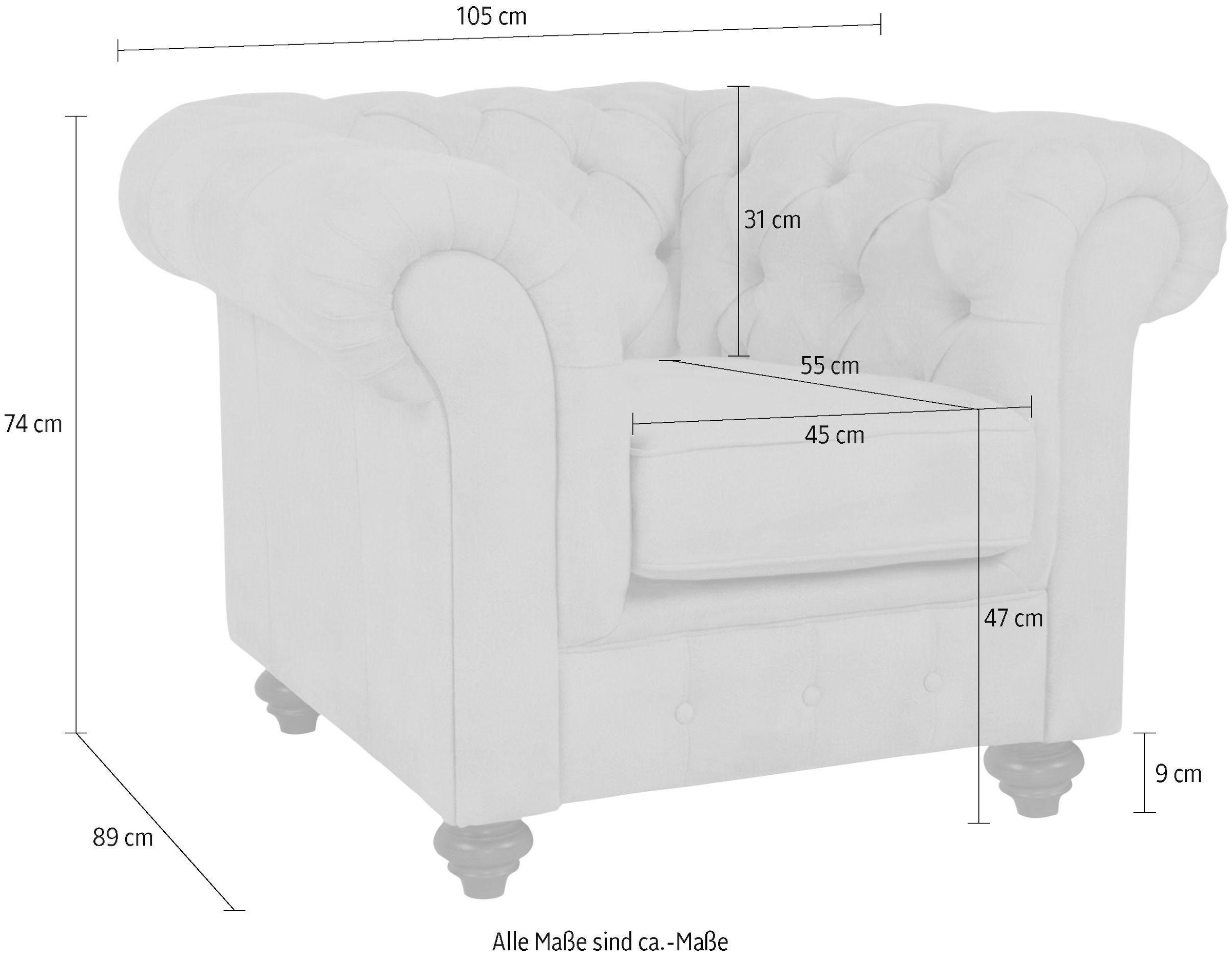 Home affaire Fauteuil »Duc Chesterfield« hochwertige Knopfheftung im Rücken, Samtoptik mit changierender Optik