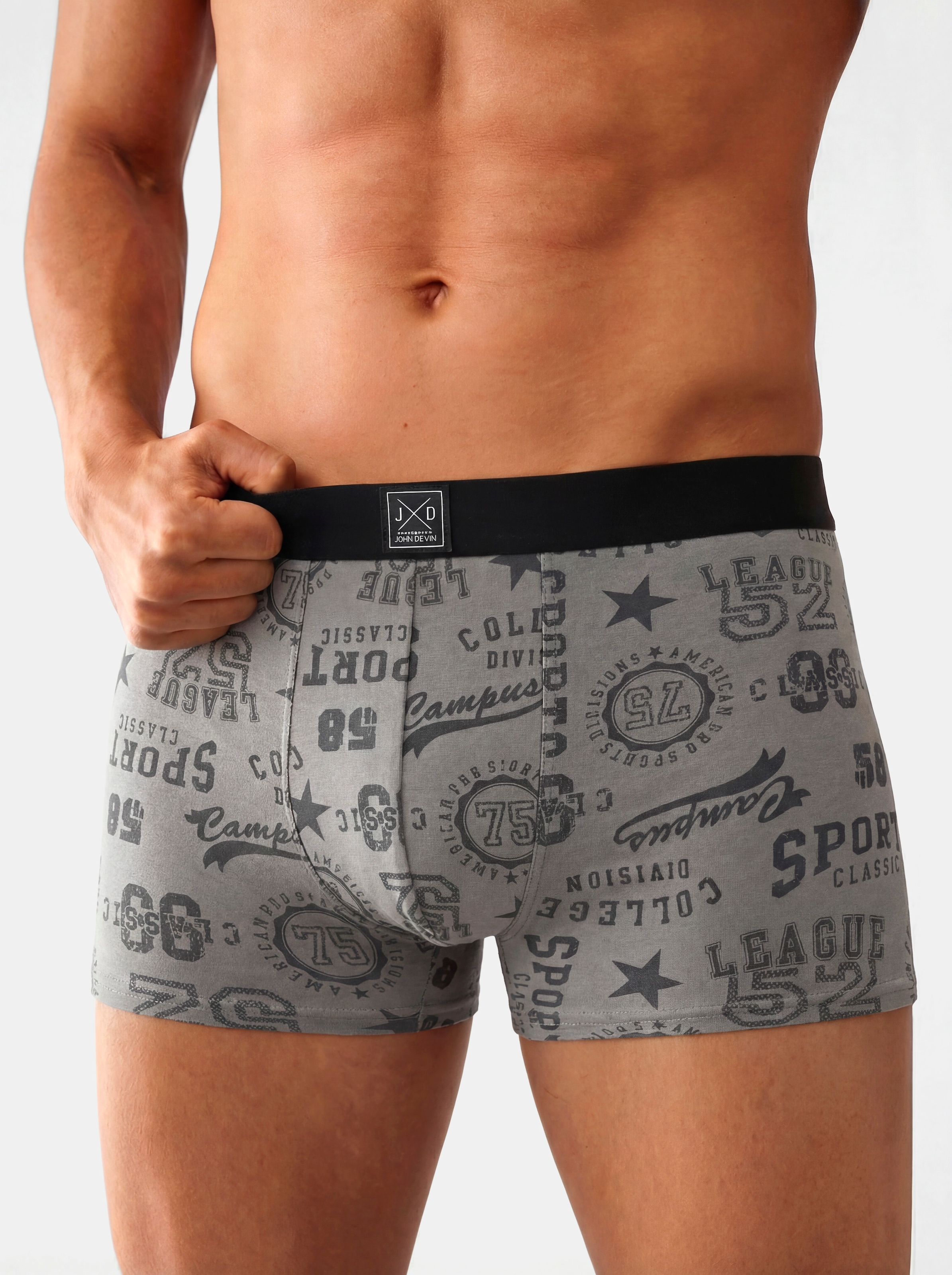John Devin Boxer »Boxershorts für Herren« Packung, 3 Stk. aus weichem Jersey-Material, teils lustig bedruckt
