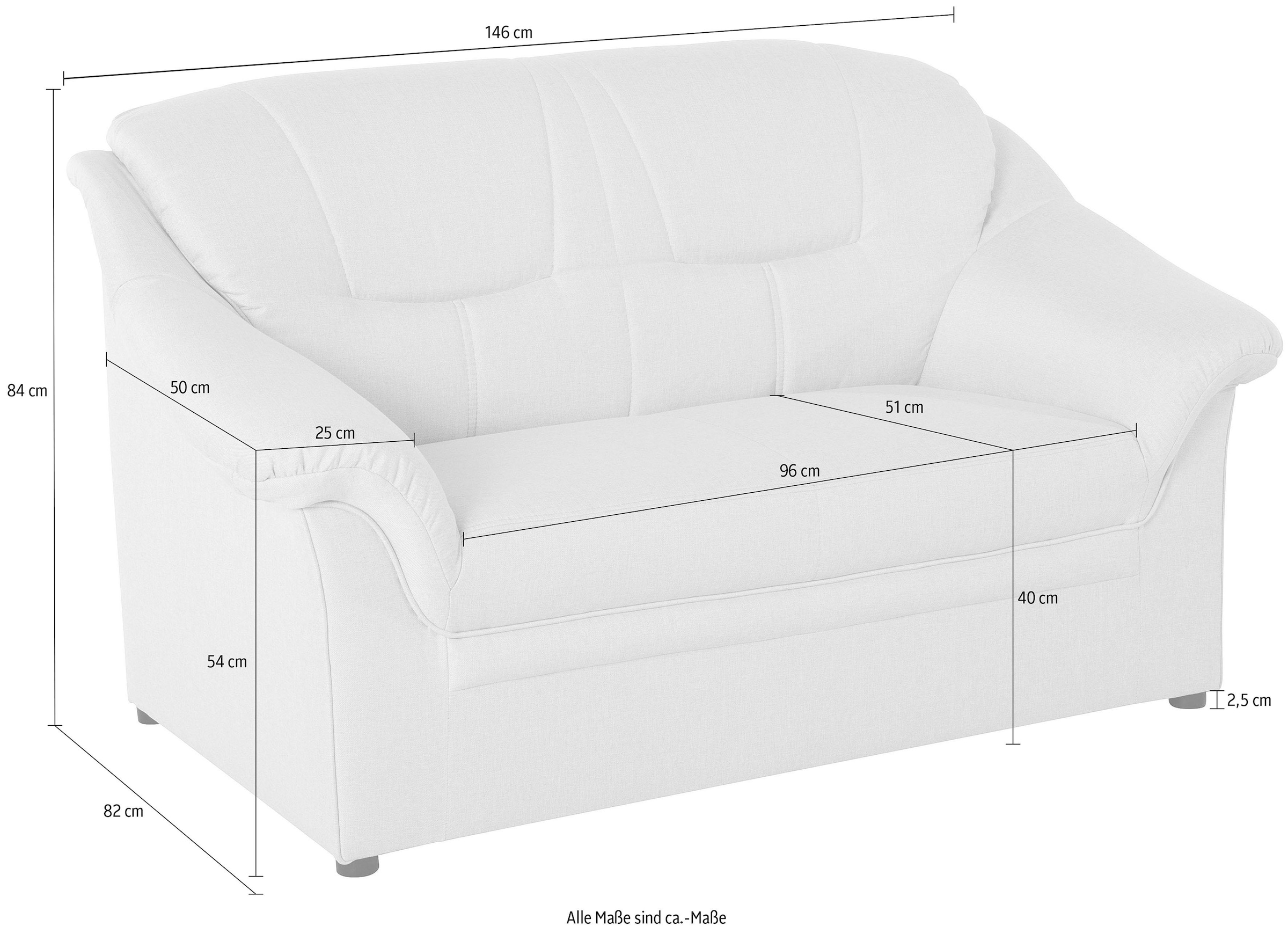 DOMO collection 2-Sitzer »Mezia kompakt für kleine Räume, Breite 146cm, komfortabel und zeitlos,«