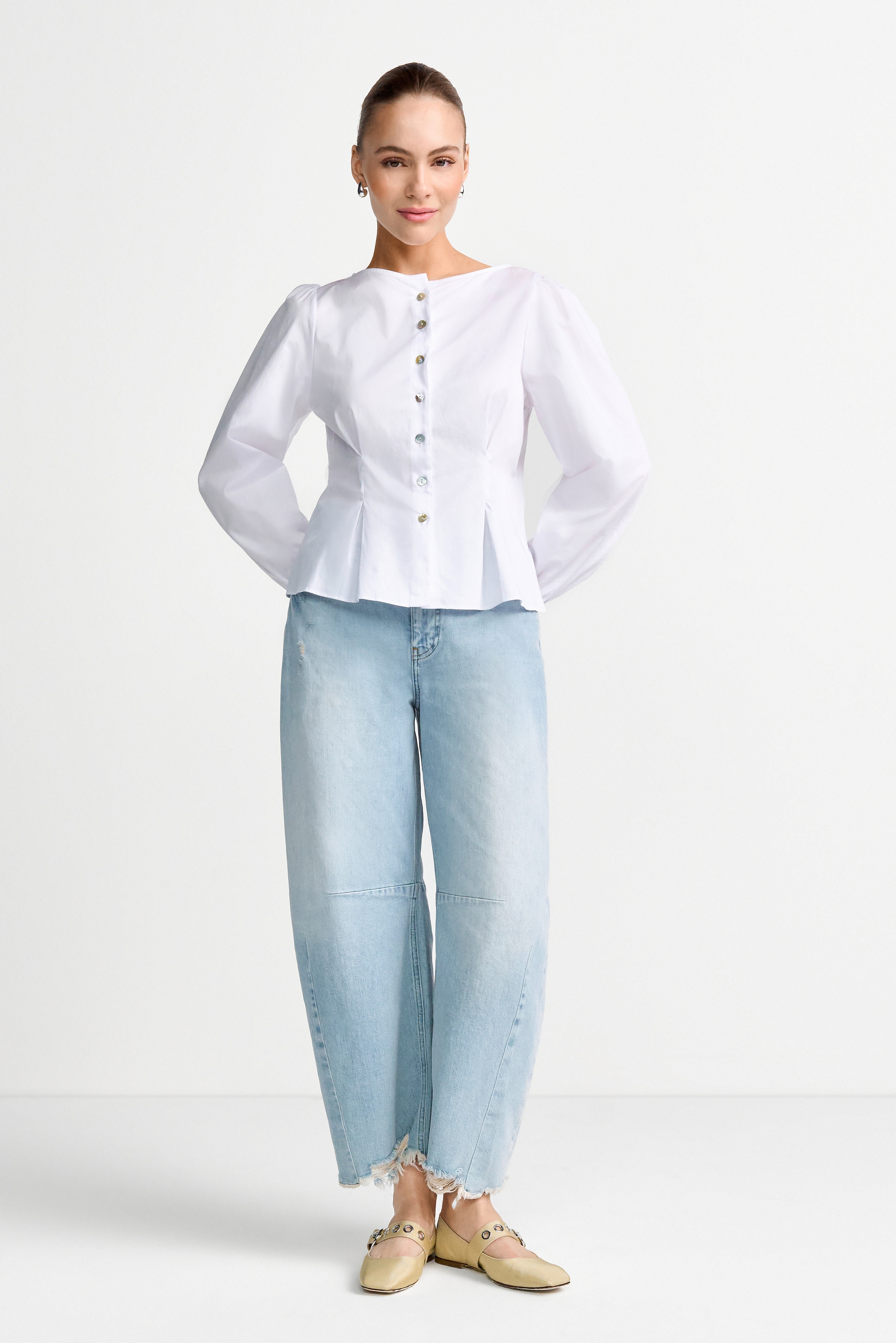 RICHROYAL Jeans large Barrel-Style, Wide Leg Cropped Jeans, mit coolen Destroyed Effekten
