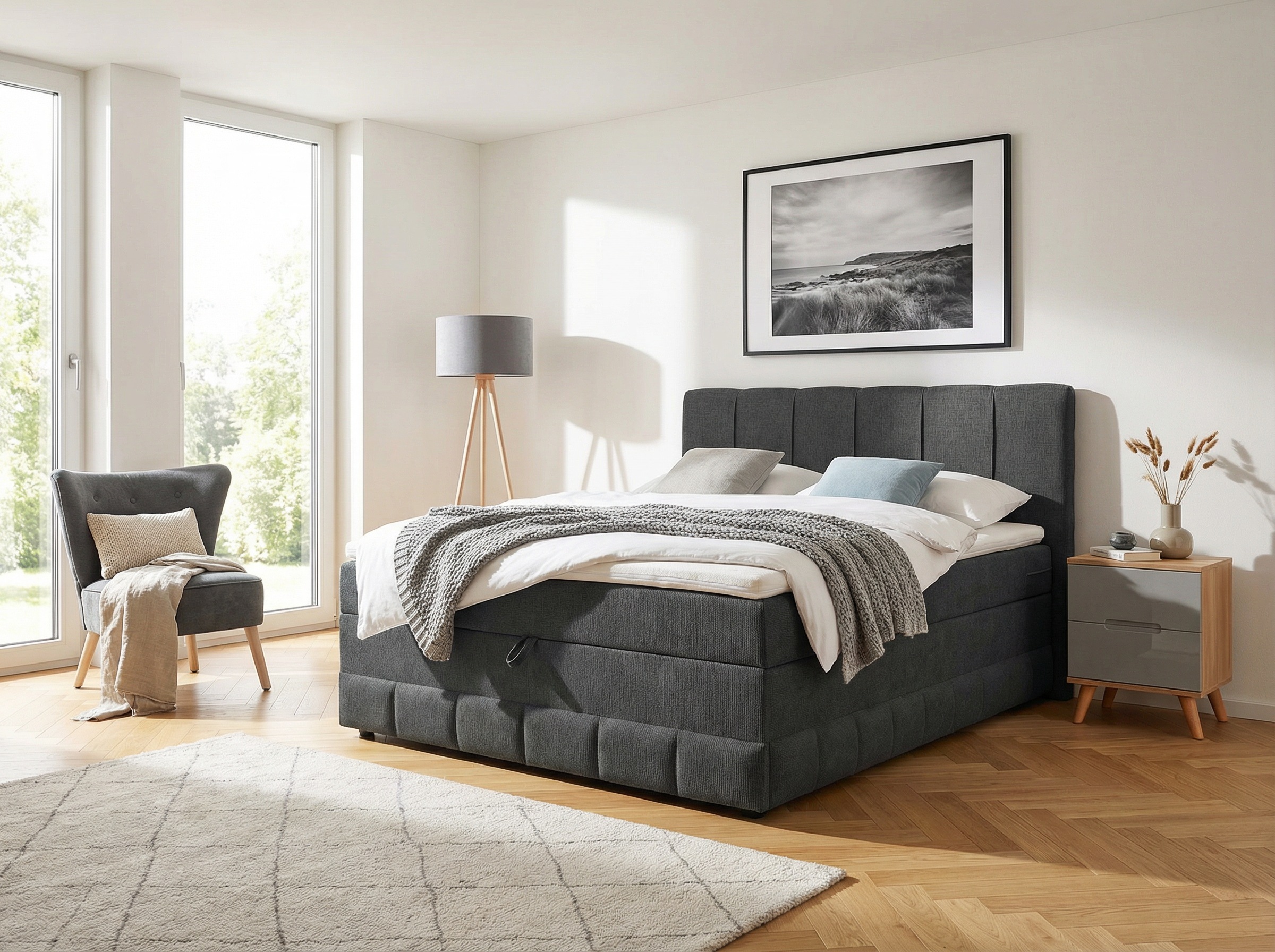 GOODproduct Lit de boxe »Likely inkl. Bettkasten, in 140er & 180er Breite, in Boxspring-Optik« inkl. Topper & Aufbauvideo, erhältlich in verschiedenen Farben