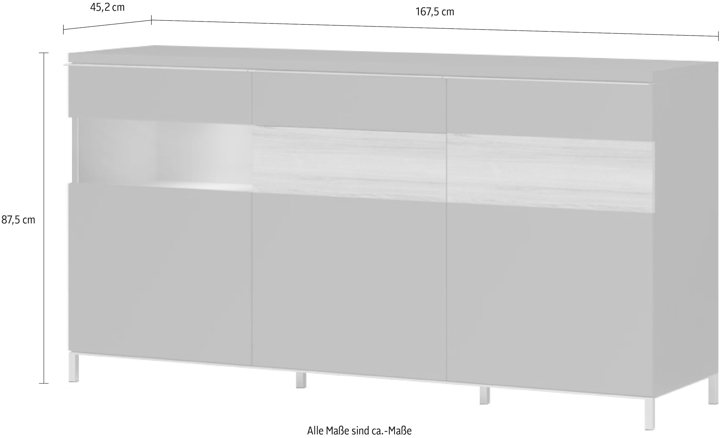 PLACES OF STYLE Sideboard »Onyx« Kommode mit Soft-Close-Funktion, Breite  167,5 cm