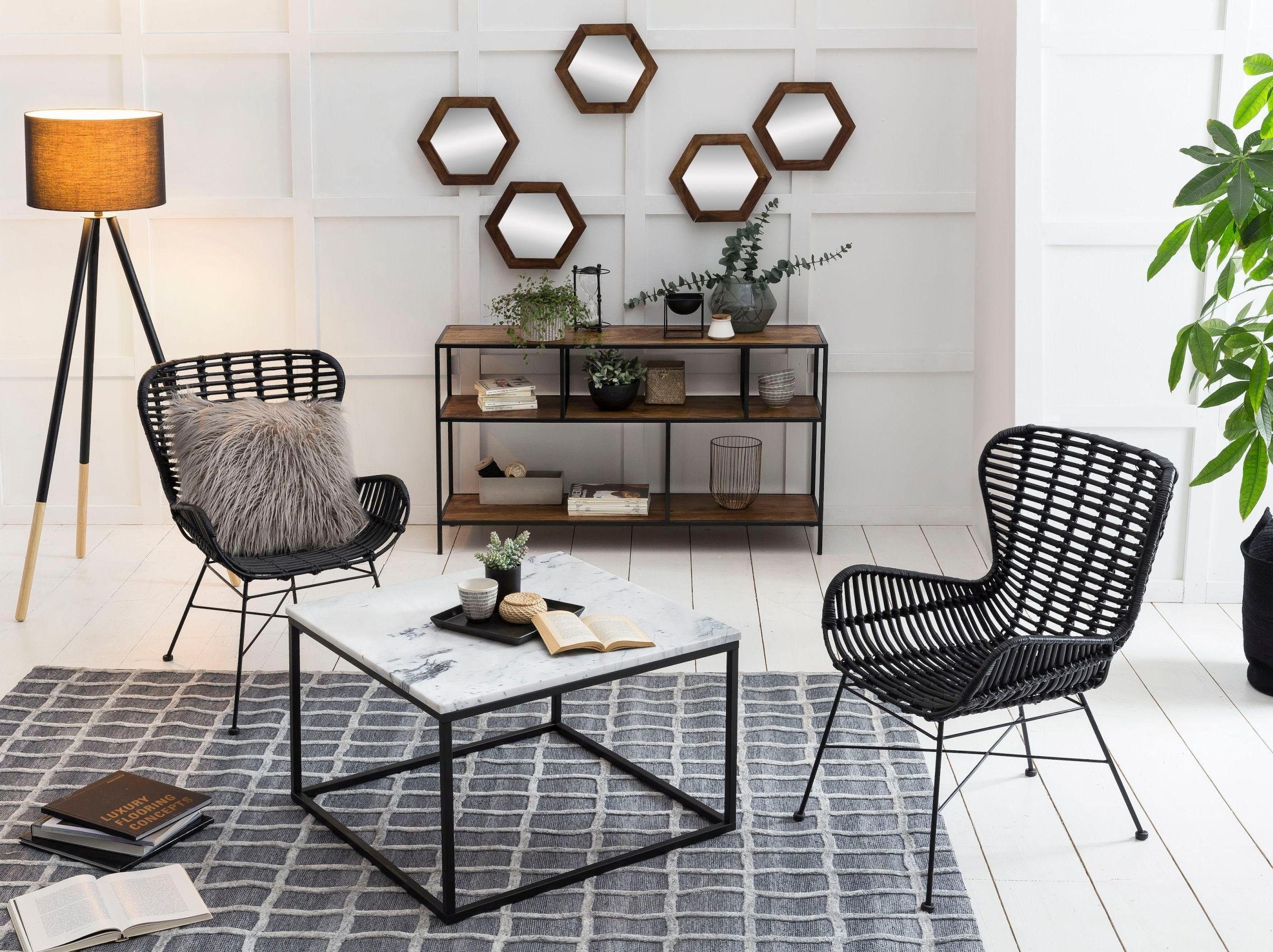 SIT Couchtisch »Wien aus Marmor mit Metallgestell – quadratisches Design« Echter Marmor mit gerader Kante & stabilem Metallgestell