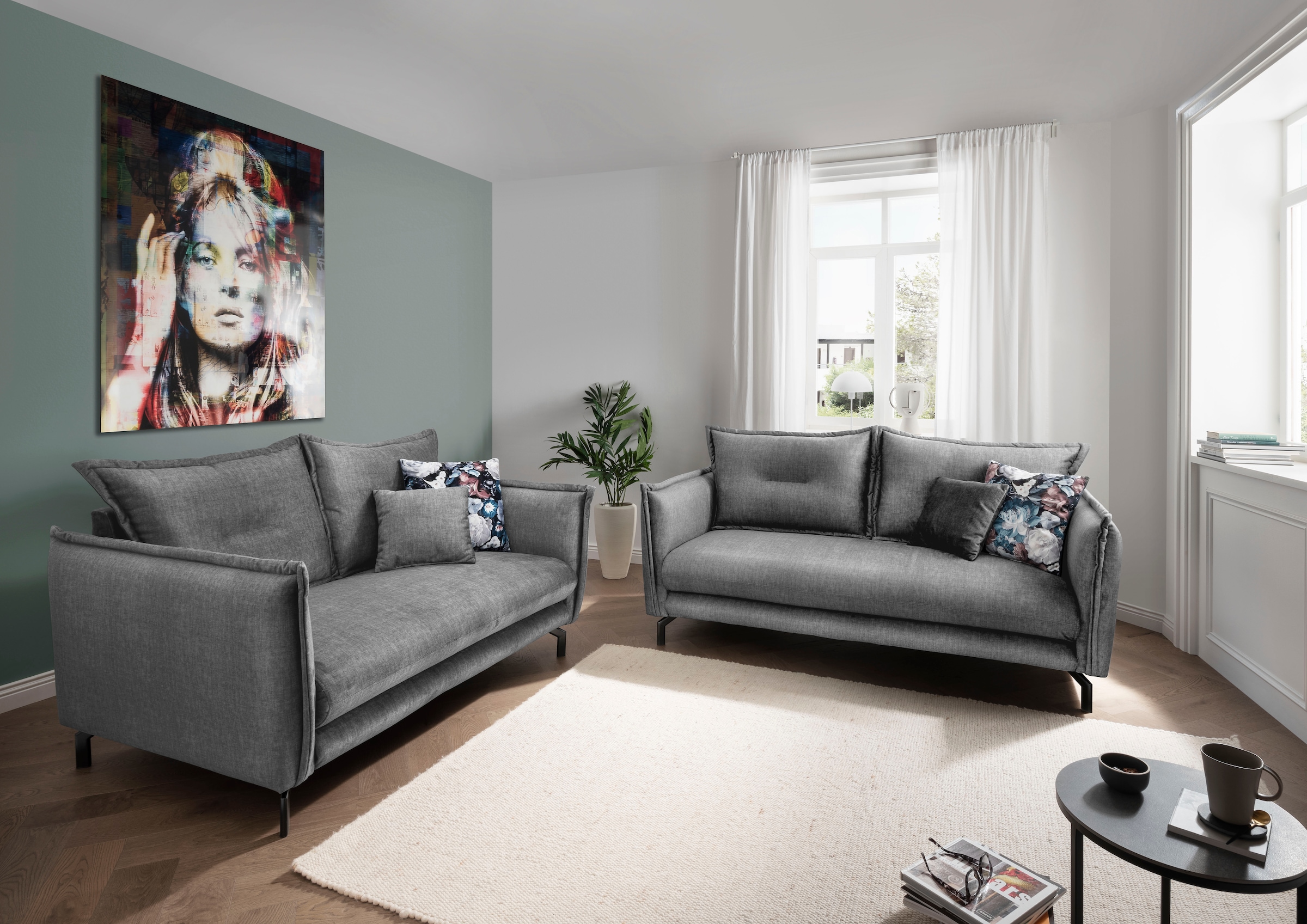 Home affaire Canapé d'angle »Lazio modern und bequem, schmale Armlehnen, tolle Detailverarbeitung« accoudoirs réglables
