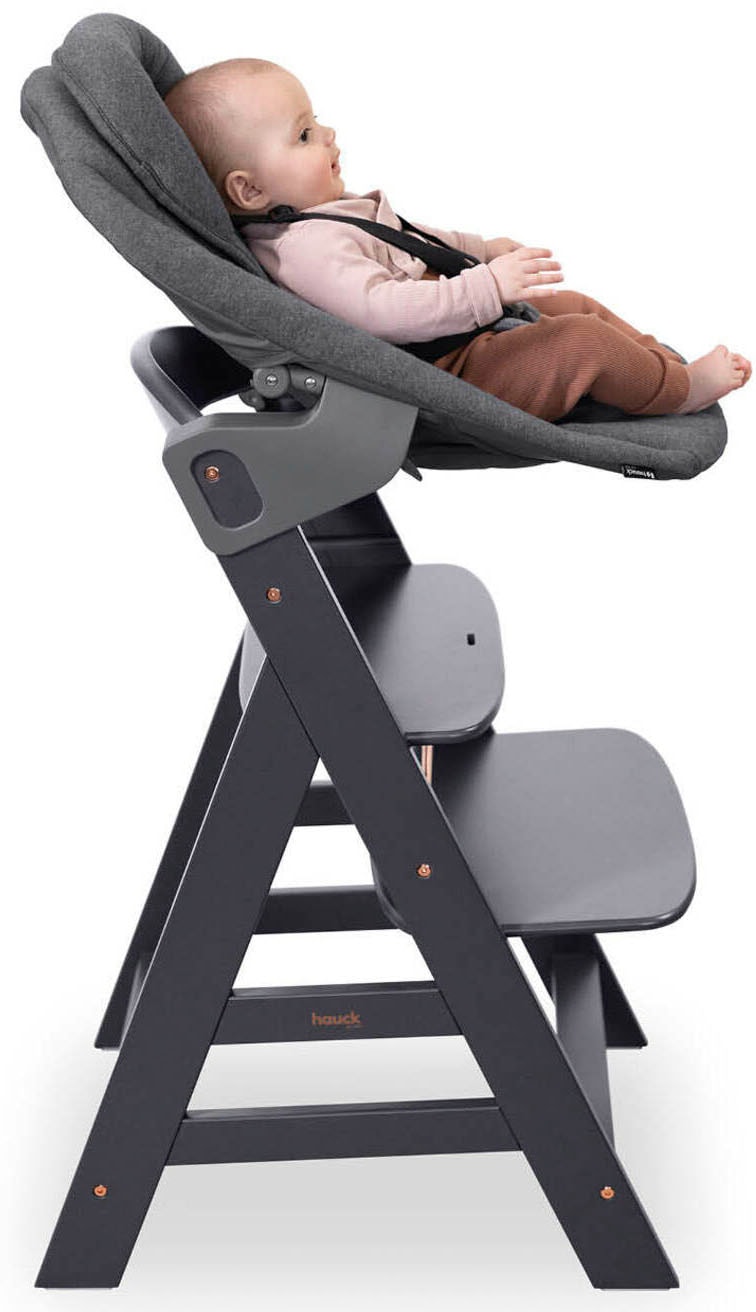 Hauck Chaise haute »Alpha Newborn Set Plus, Dark Grey« () mit Newborn Aufsatz