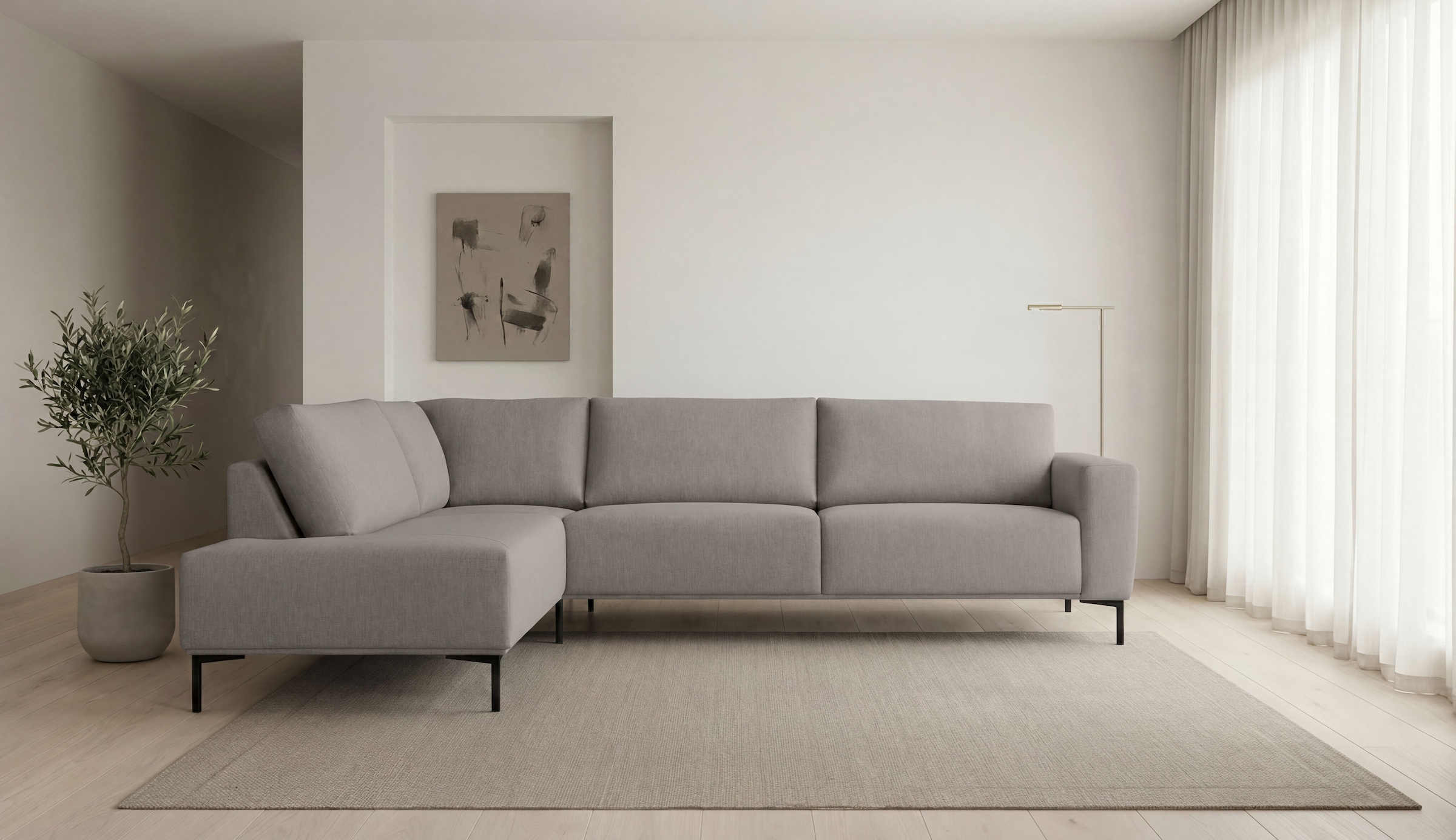 GOODproduct Ecksofa »Melby« Breite 275 cm, in einem weichen Struktur Stoff, lose Rückenkissen