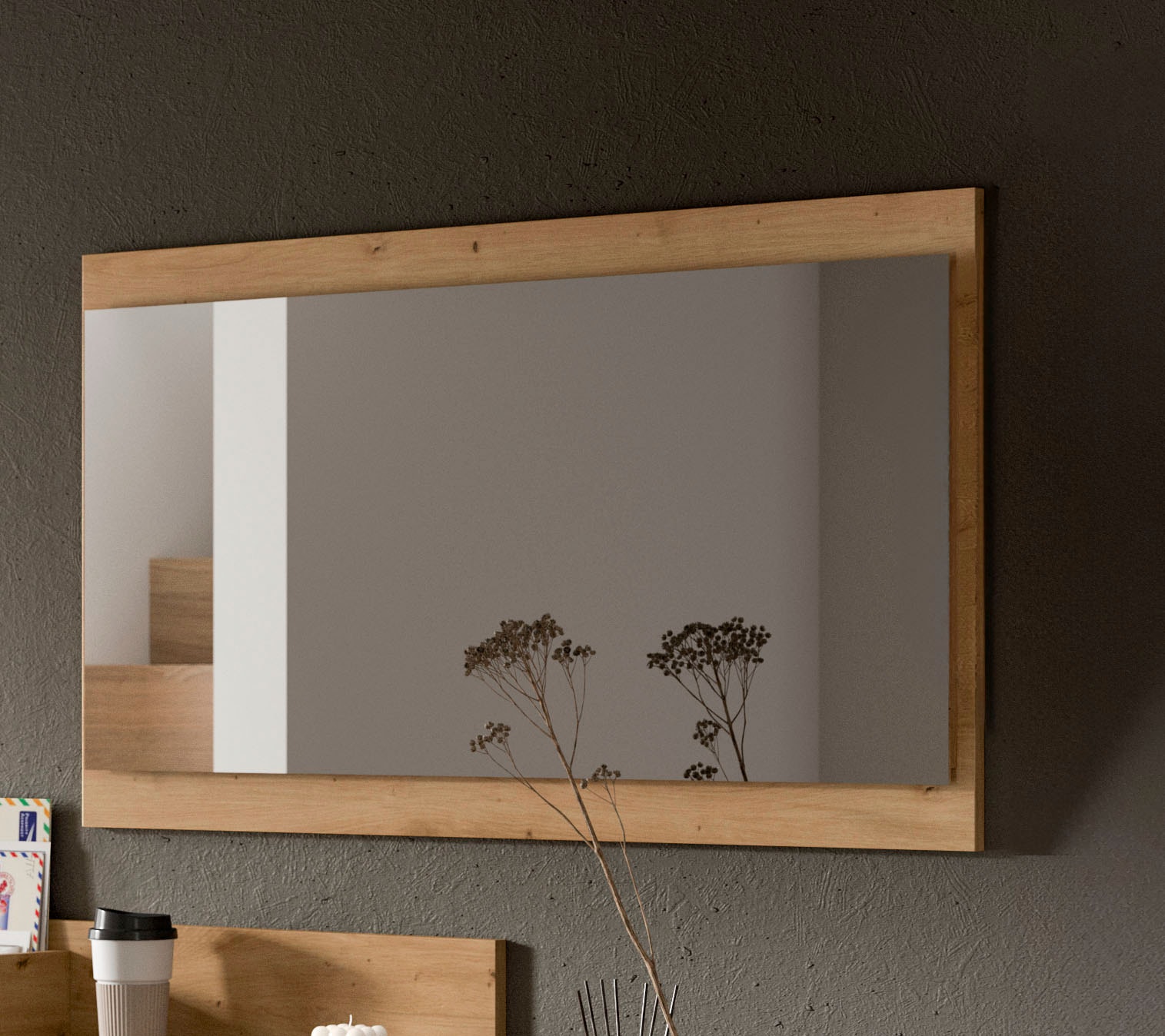 INOSIGN Miroir mural »EVRID, Breite 110 cm, Rahmenoptik, farblich abgesetze Trägerplatte« Spiegel, Garderobenspiegel, Flurspiegel, Dielenspiegel, Spiegelpaneel