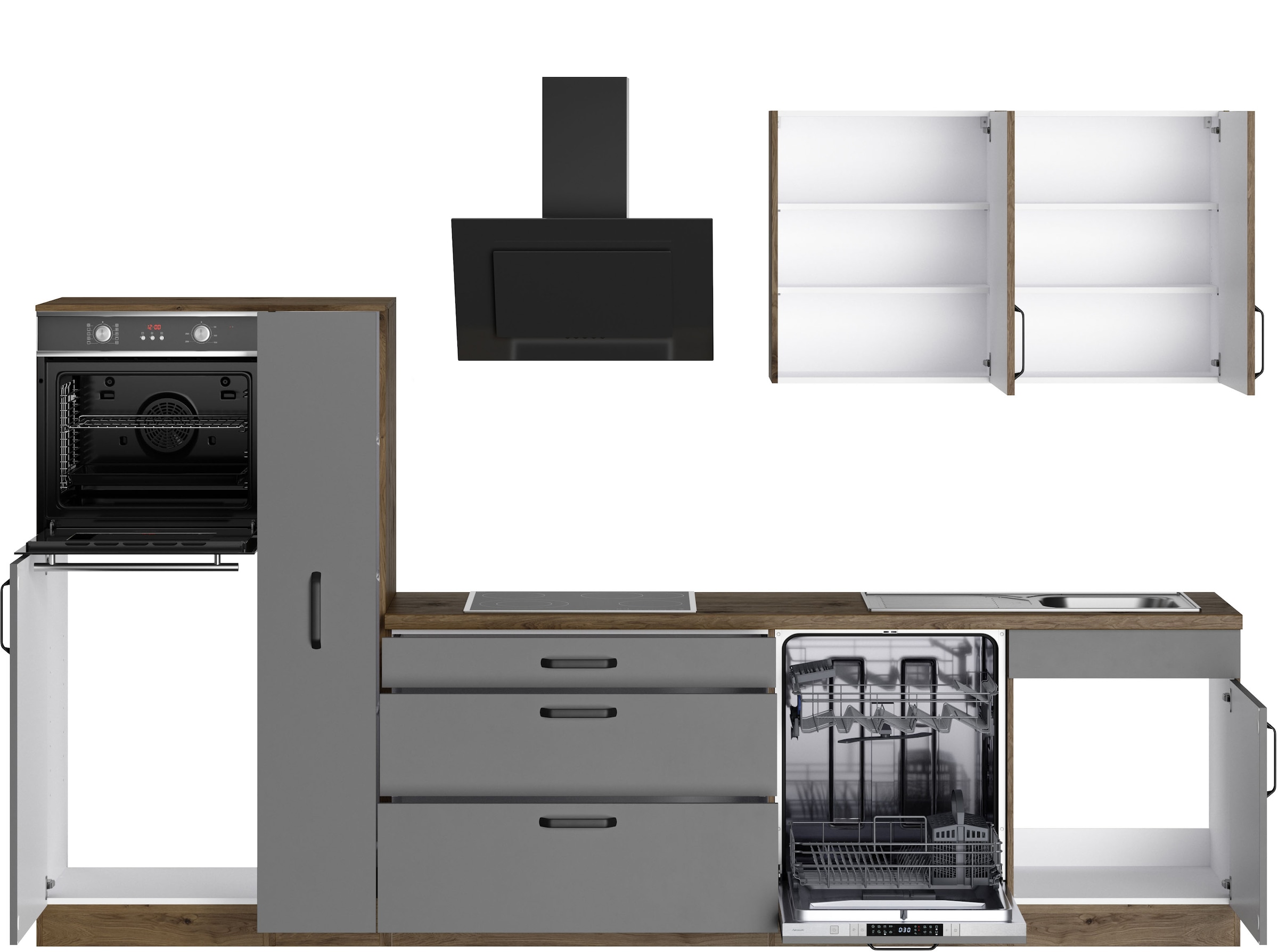 wiho Küchen Küchenzeile »Elba, TOPSELLER« wahlweise mit Hanseatic E-Geräten, Breite 310 cm