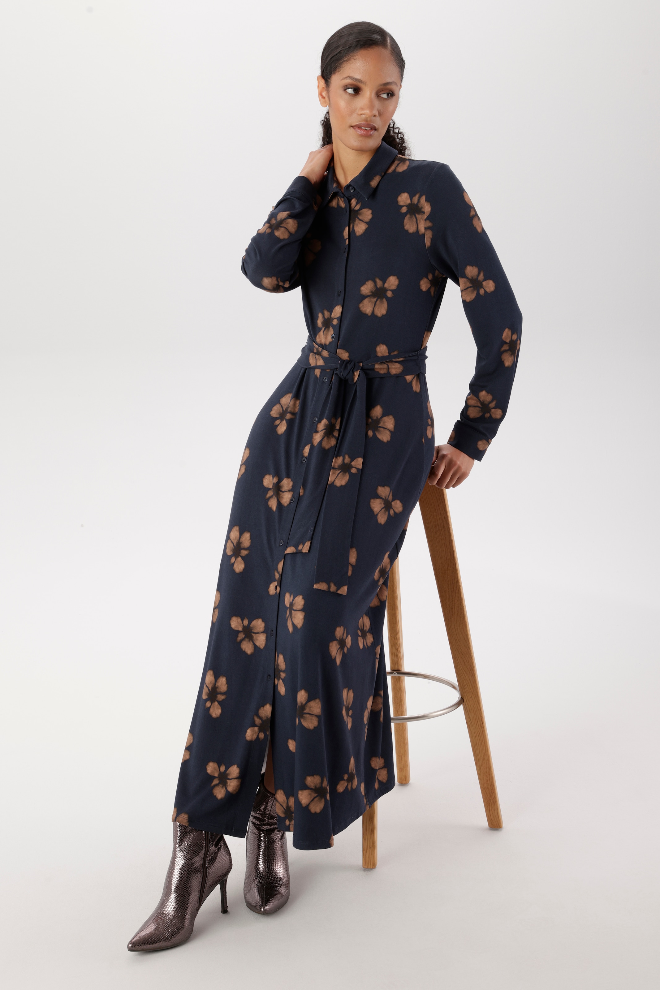 Aniston SELECTED Robe midi avec imprimé fleurs et lien amovible - NOUVELLE COLLECTION