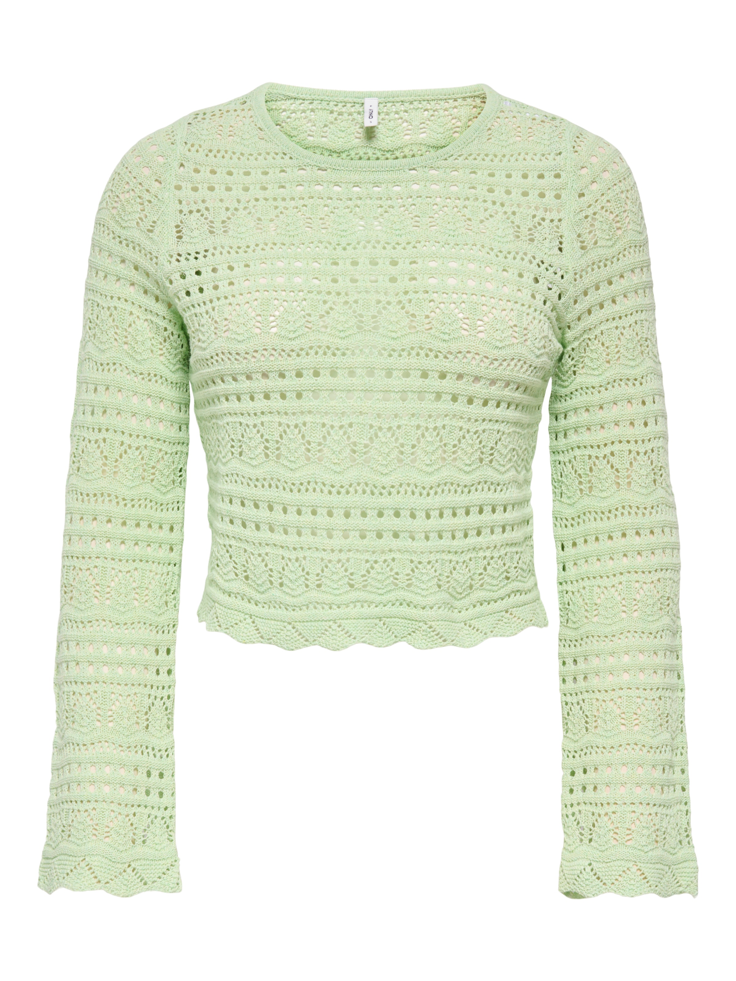 ONLY Pull en tricot »ONLELKE LIFE LS PULLOVER KNT NOOS« Lochstickerei, verkürzte Form