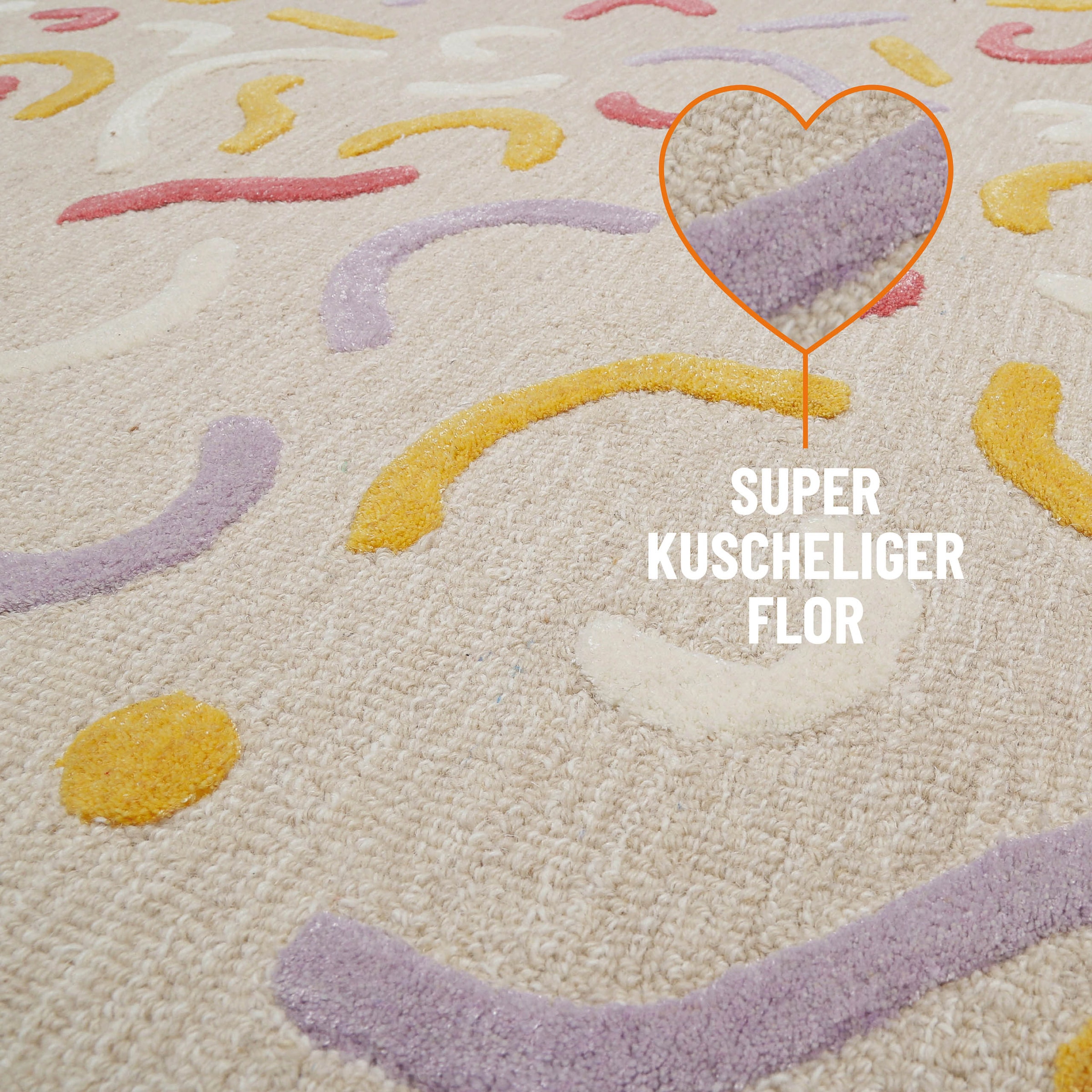 SMART KIDS Tapis pour enfants »Confetti 2.0« Rectangulaire 16 mm Höhe Tapis enfant et de jeu, effet relief, laine vierge, chambre d'enfant