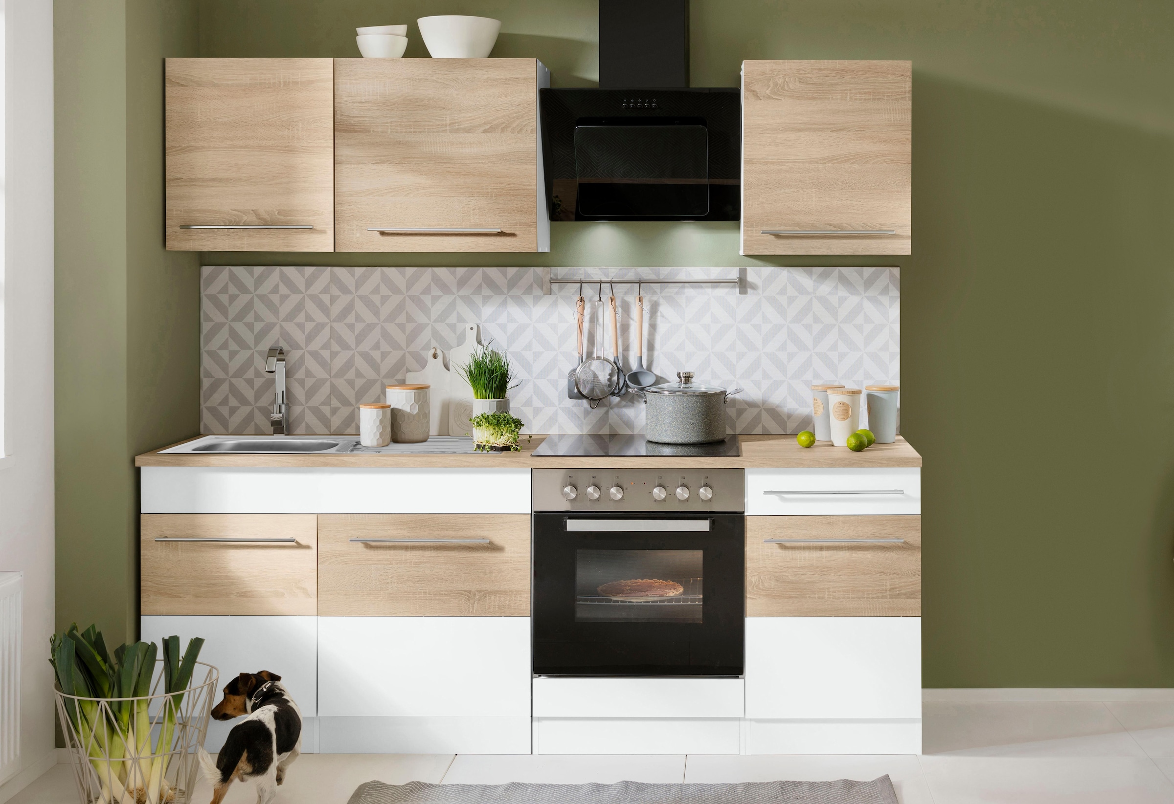 KOCHSTATION Kitchenette »KS-Trient« Largeur 210 cm, avec appareils électroménagers en option, avec plan de travail