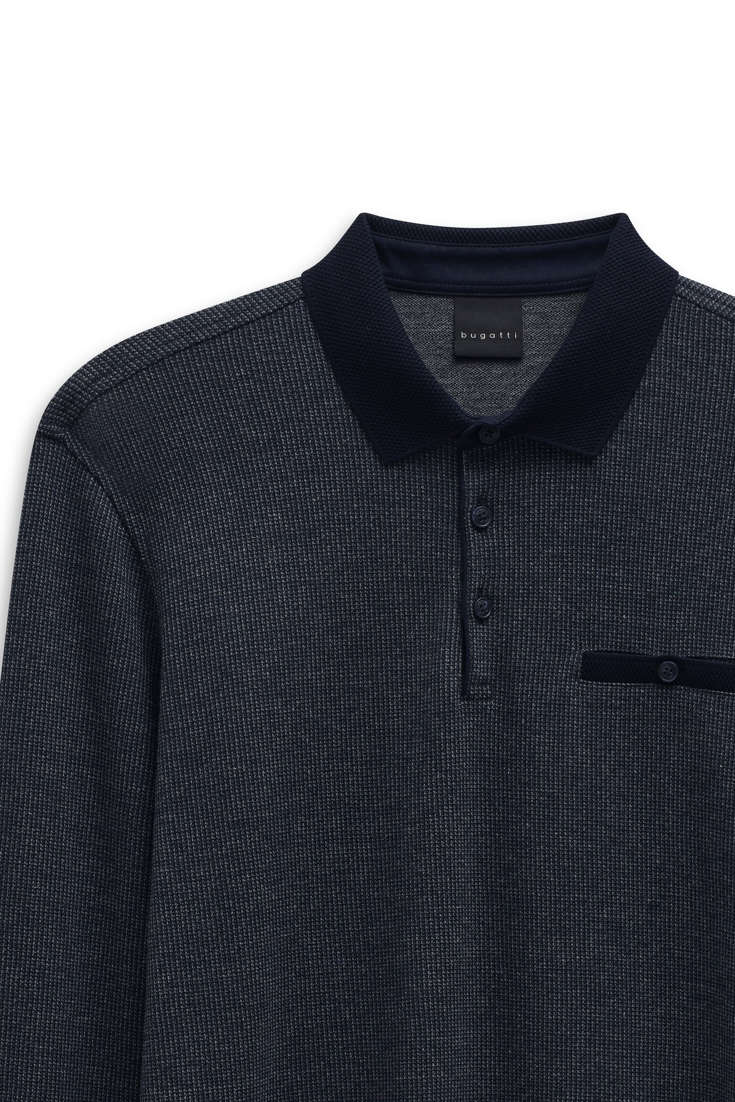 bugatti Langarm-Poloshirt »Modern Fit« mit Brusttasche und Knopfleiste