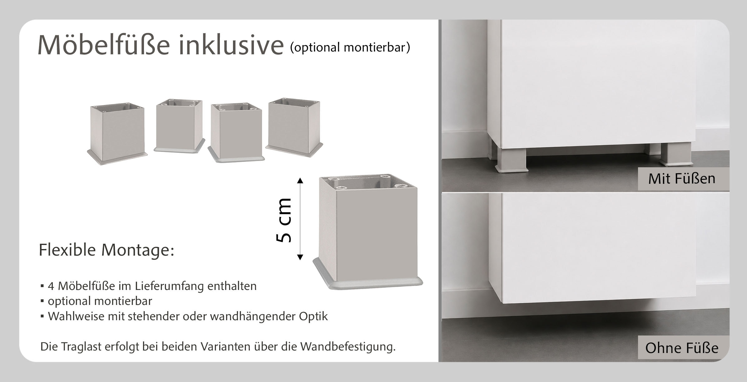 GOODproduct Waschbeckenunterschrank »Bozen, Unterbeckenschrank 60 cm« griffloses Design, Masse (B/T/H): 60/35/54 cm