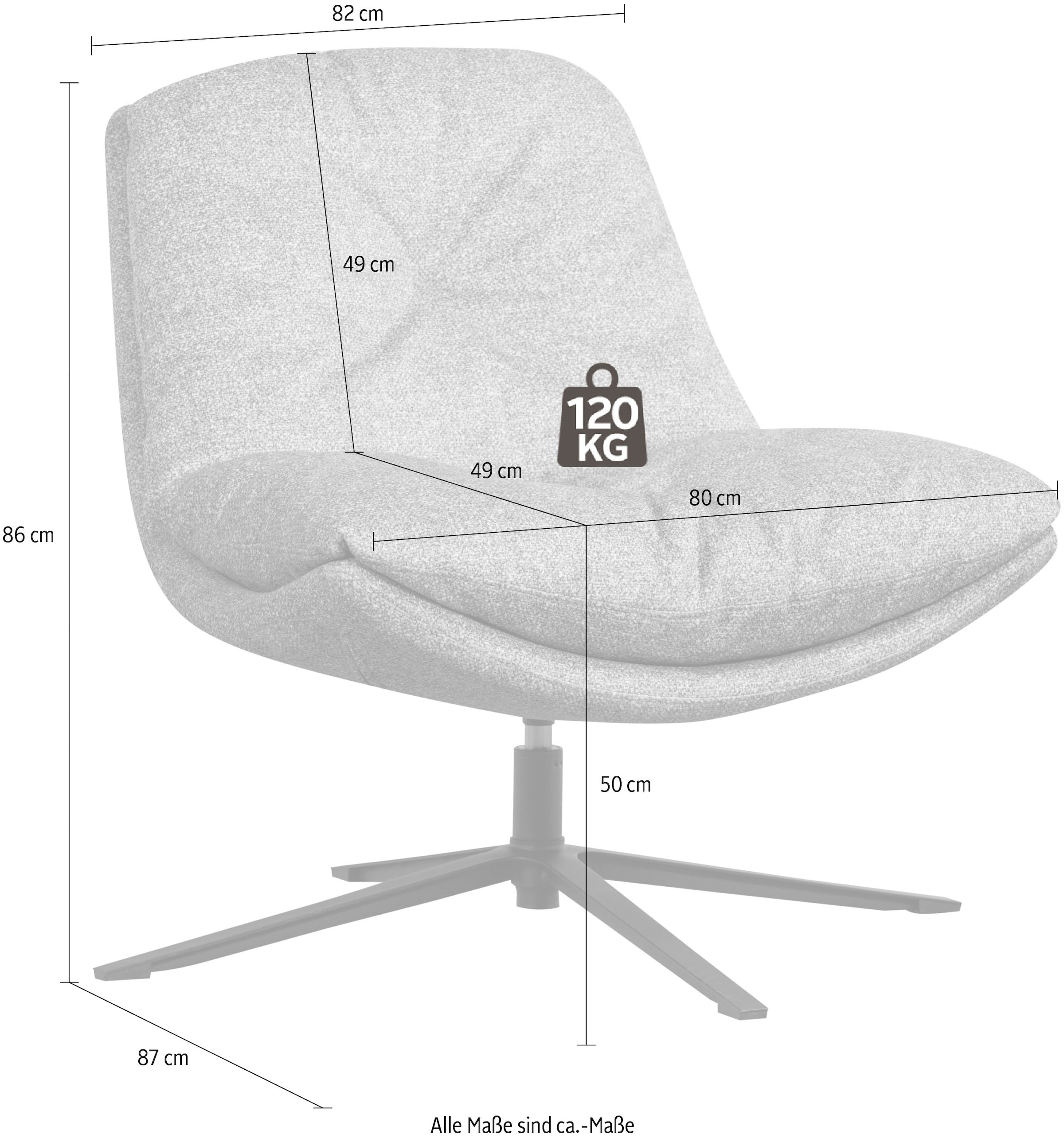 WOOOD Fauteuil pivotant »Arve mit Gewebtem Bezug und Drehmechanismus B 82 x T 87 x H 86 cm« très haute résistance à l'usure, capacité de charge 120 kg, structure métallique