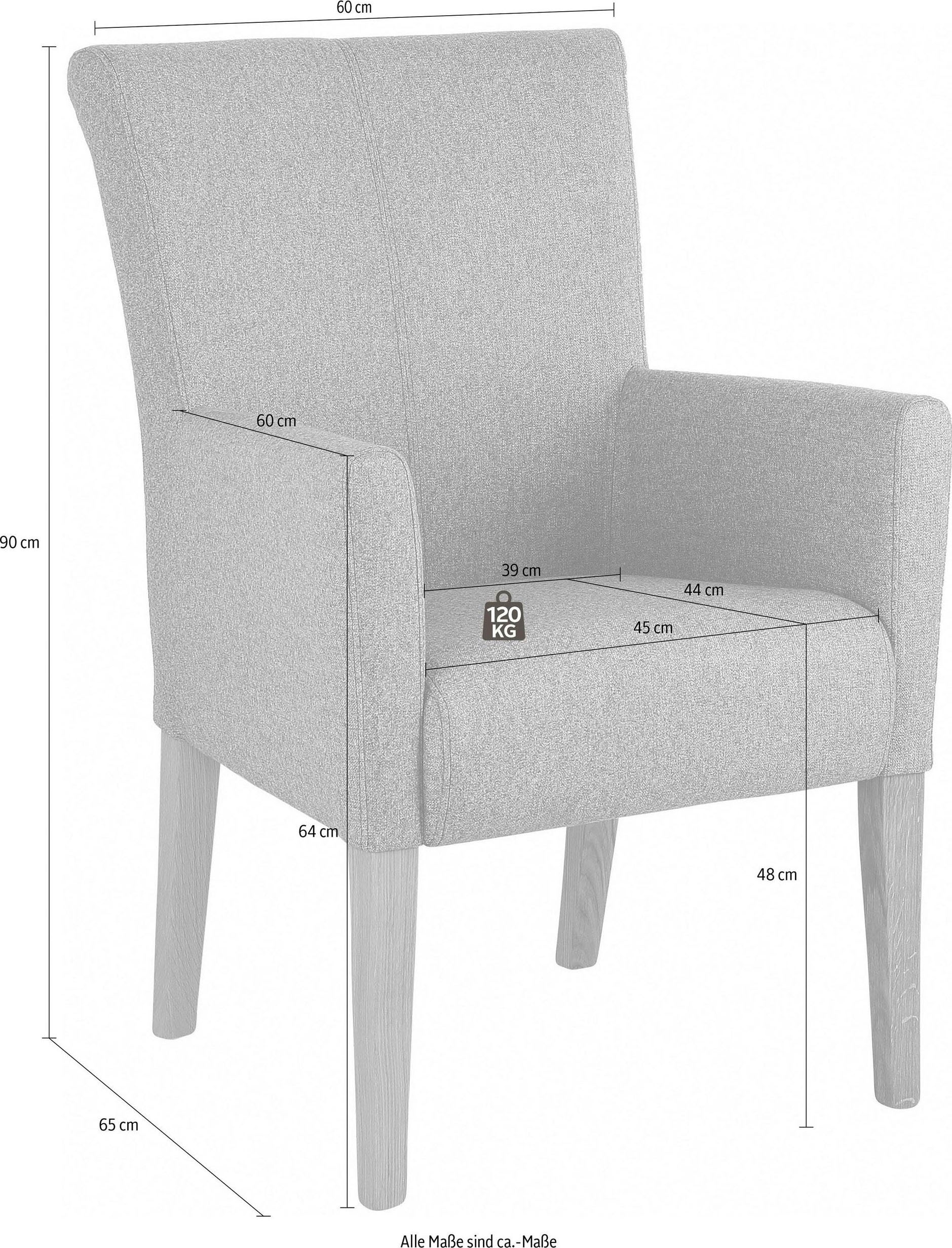 Home affaire Chaise avec accoudoirs »King« () chaise de salle à manger avec rembourrage confortable, fauteuil de salle à manger avec accoudoirs