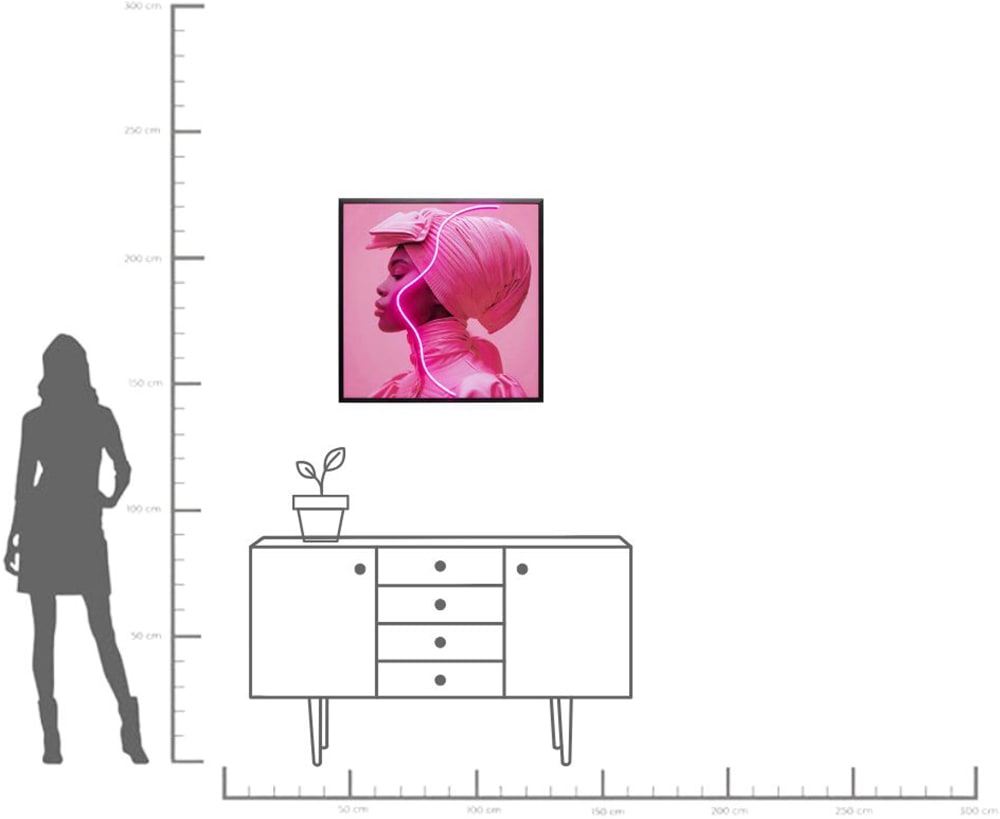 Kare Design LED-Bild »Gerahmtes Bild Pink Woman 80x80cm« 1, 