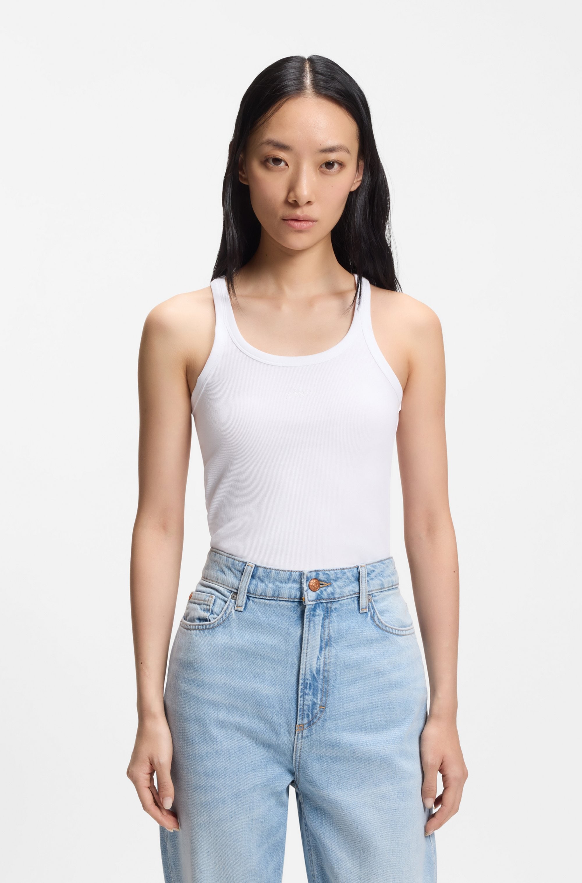 BOSS ORANGE Débardeur à côtes »Epetite Premium Damenmode« Slim Fit mit Logostickerei