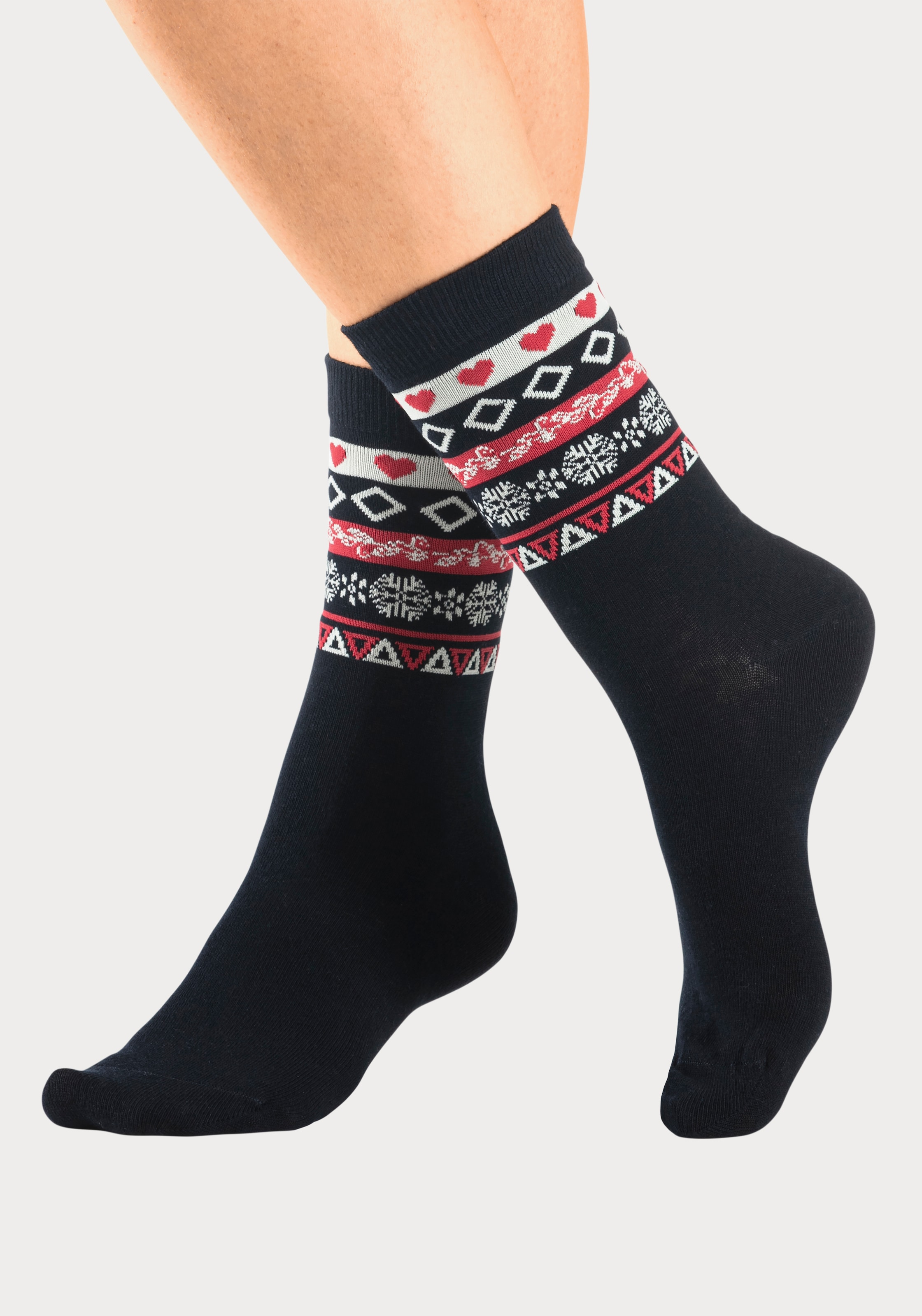 H.I.S Basicsocken Packung, 3 Stk. tlg. mit Wintermotiven