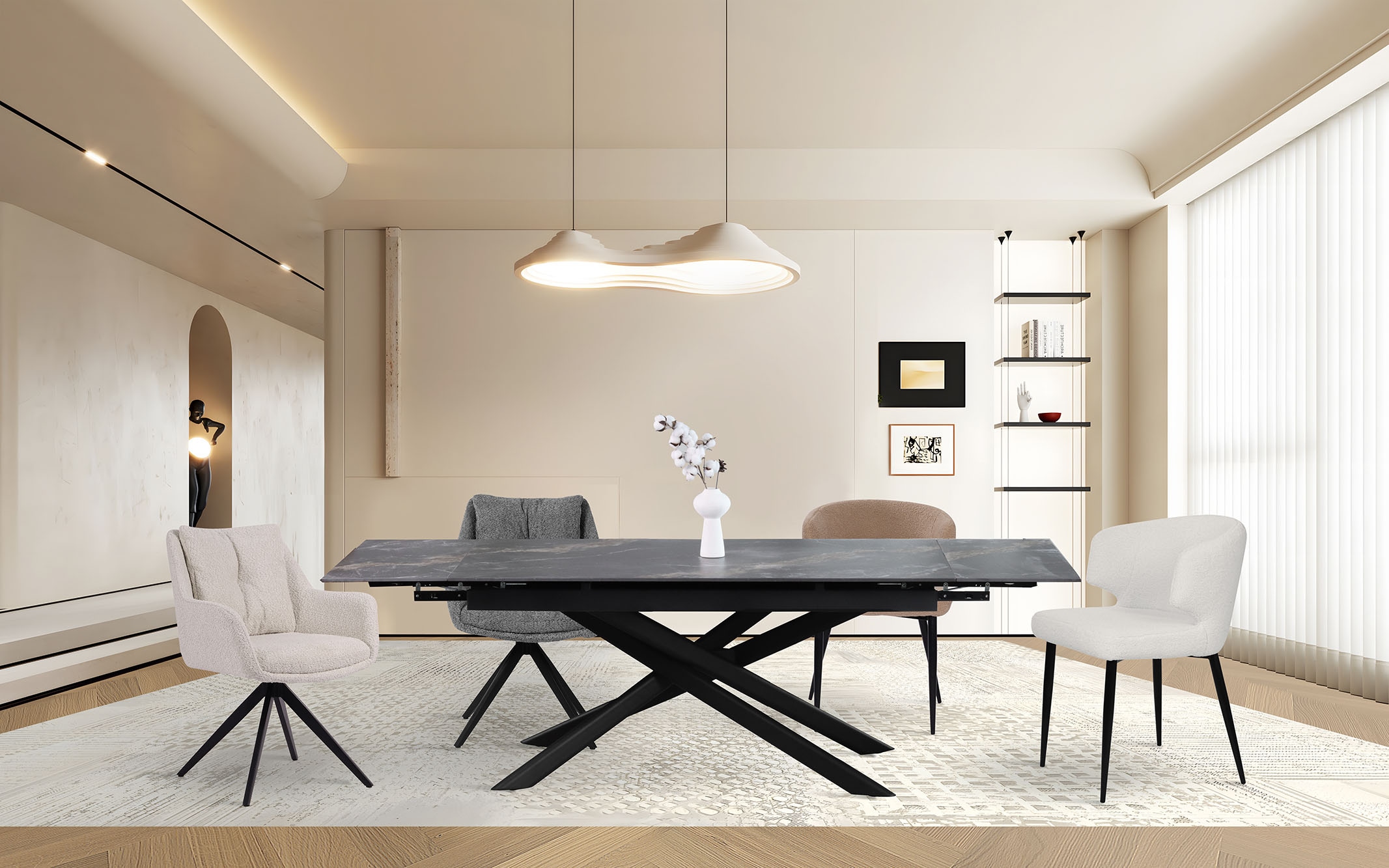SIT Armlehnstuhl »Bordeaux Bouclé Stoff mit 360° Drehfunktion & Metallgestel« () Flexible Drehfunktion & Öko-Tex Bouclé-Bezug für Komfort