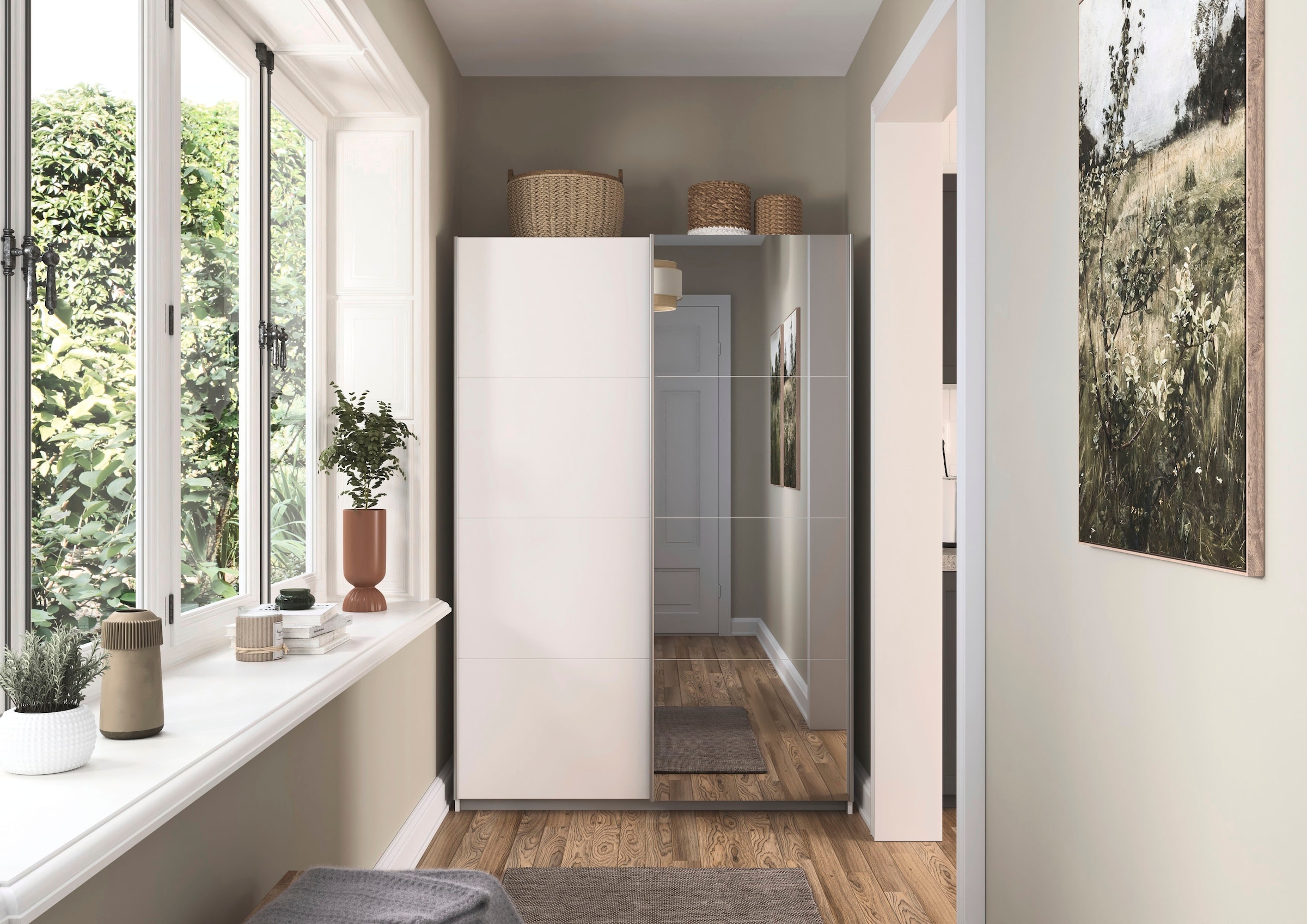 rauch Armoire à portes coulissantes »Subito Kleiderschrank Bestseller« Schlafzimmerschrank Schrank Garderobe mit 4 Spiegelelementen