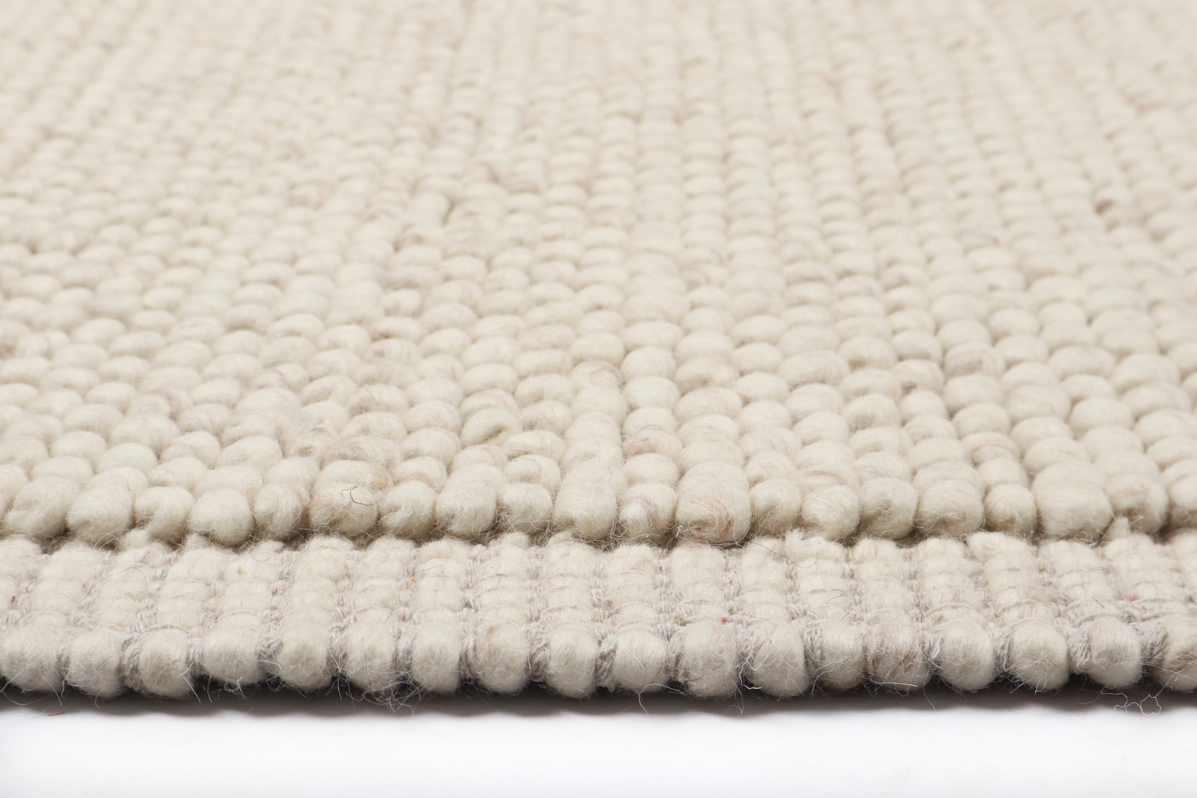 GOODproduct Tapis en laine »Wolly Rahmen, handgewebt, Wolle« Rectangulaire 14 mm Höhe einfarbig, Teppich, Wohnzimmer, Schlafzimmer, Esszimmer