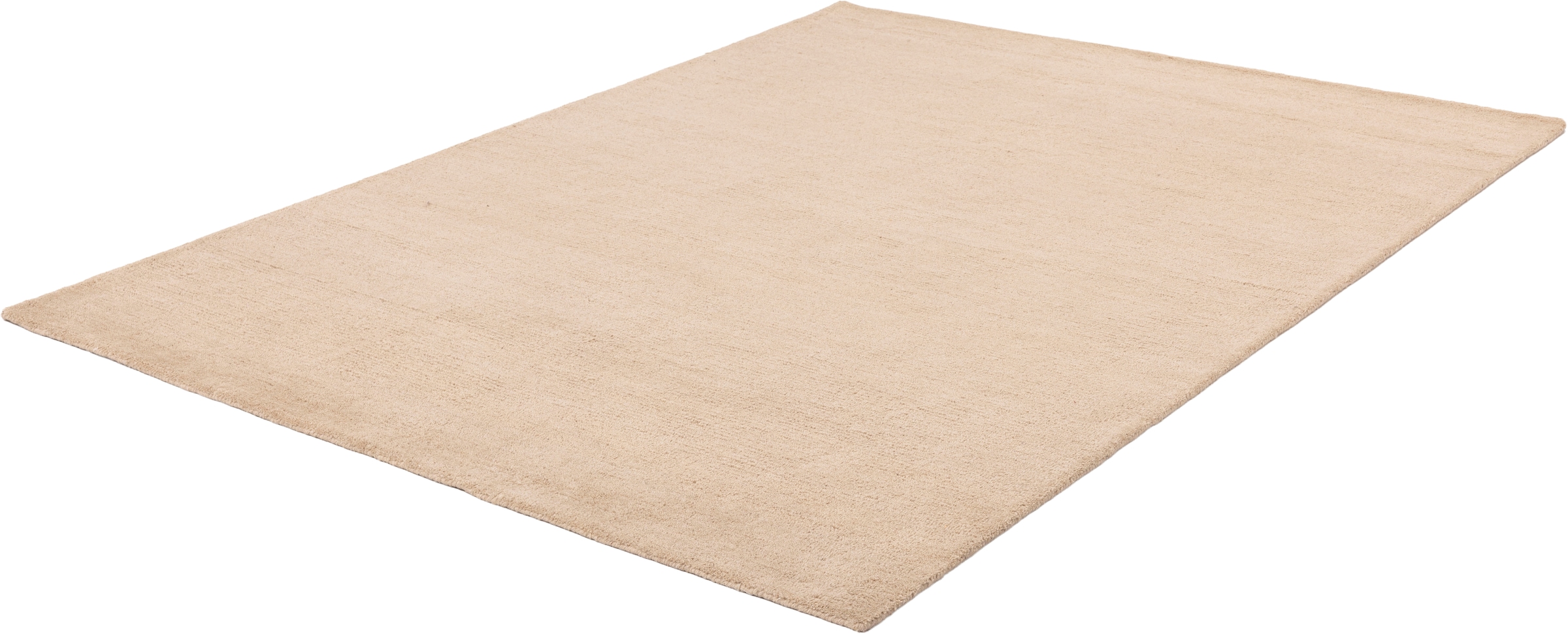 my home Wollteppich »Gabbo Natur,  Handweb Teppich,  reine Wolle, handgewebt« rechteckig 14 mm Höhe reine Wolle, Uni,handgewebt, Wohnzimmer, Schlafzimmer, Esszimmer