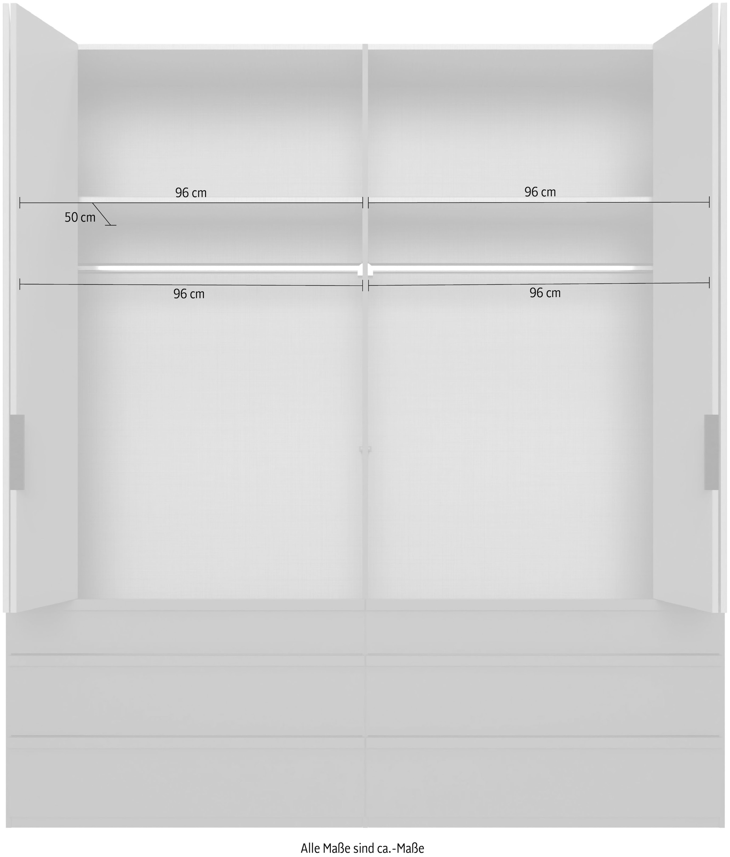 Wimex Armoire à portes pliantes »Oxford by fresh to go, in der Breite 200cm, in 2 Höhen erhältlich« mit Schubladen, wahlweise mit oder ohne Spiegel,  mit hochwertigen Falttüren für den perfekten Überblick