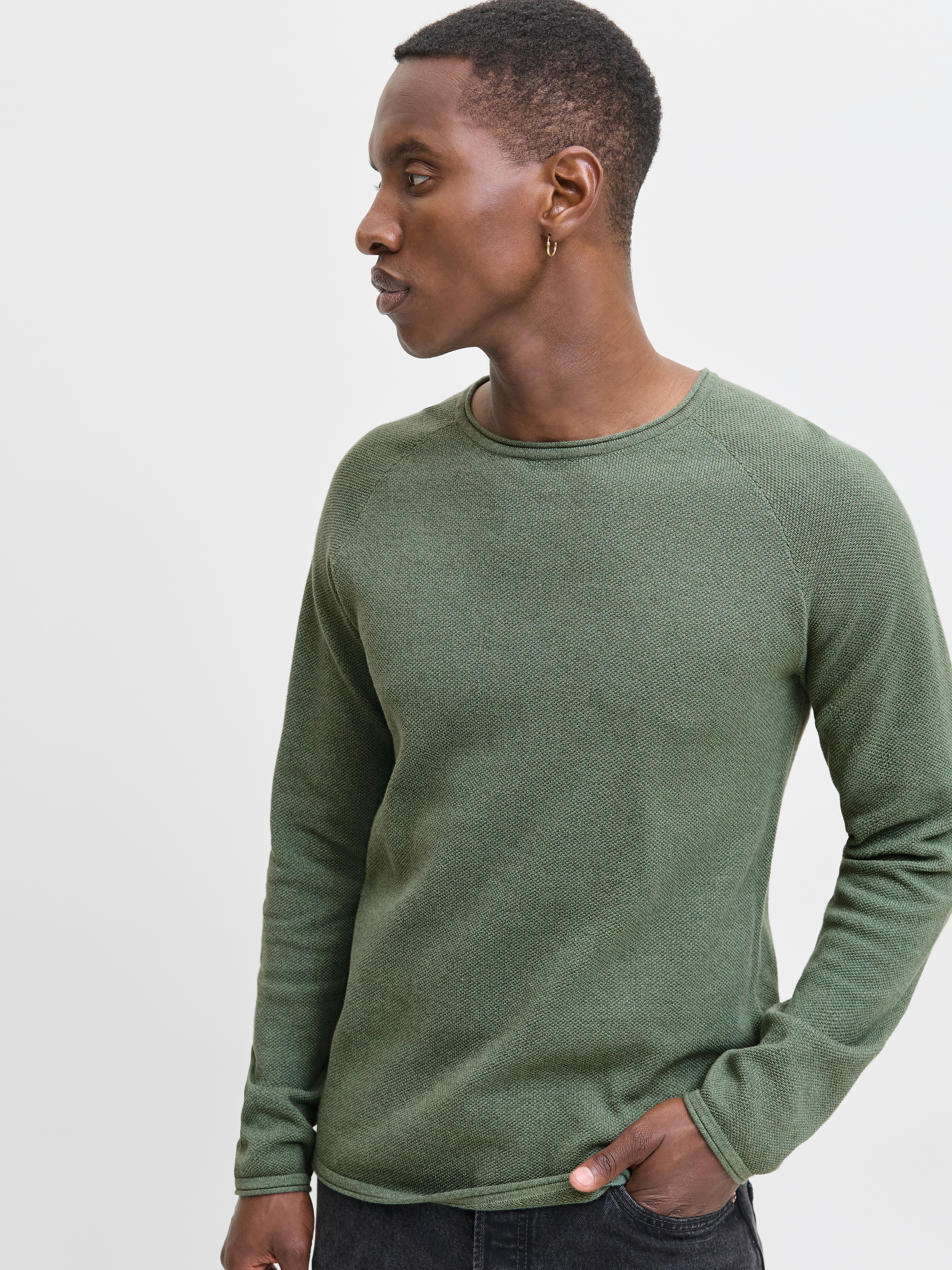 Jack & Jones Rundhalspullover »JJEHILL KNIT CREW NECK NOOS« mit Strukturstrick
