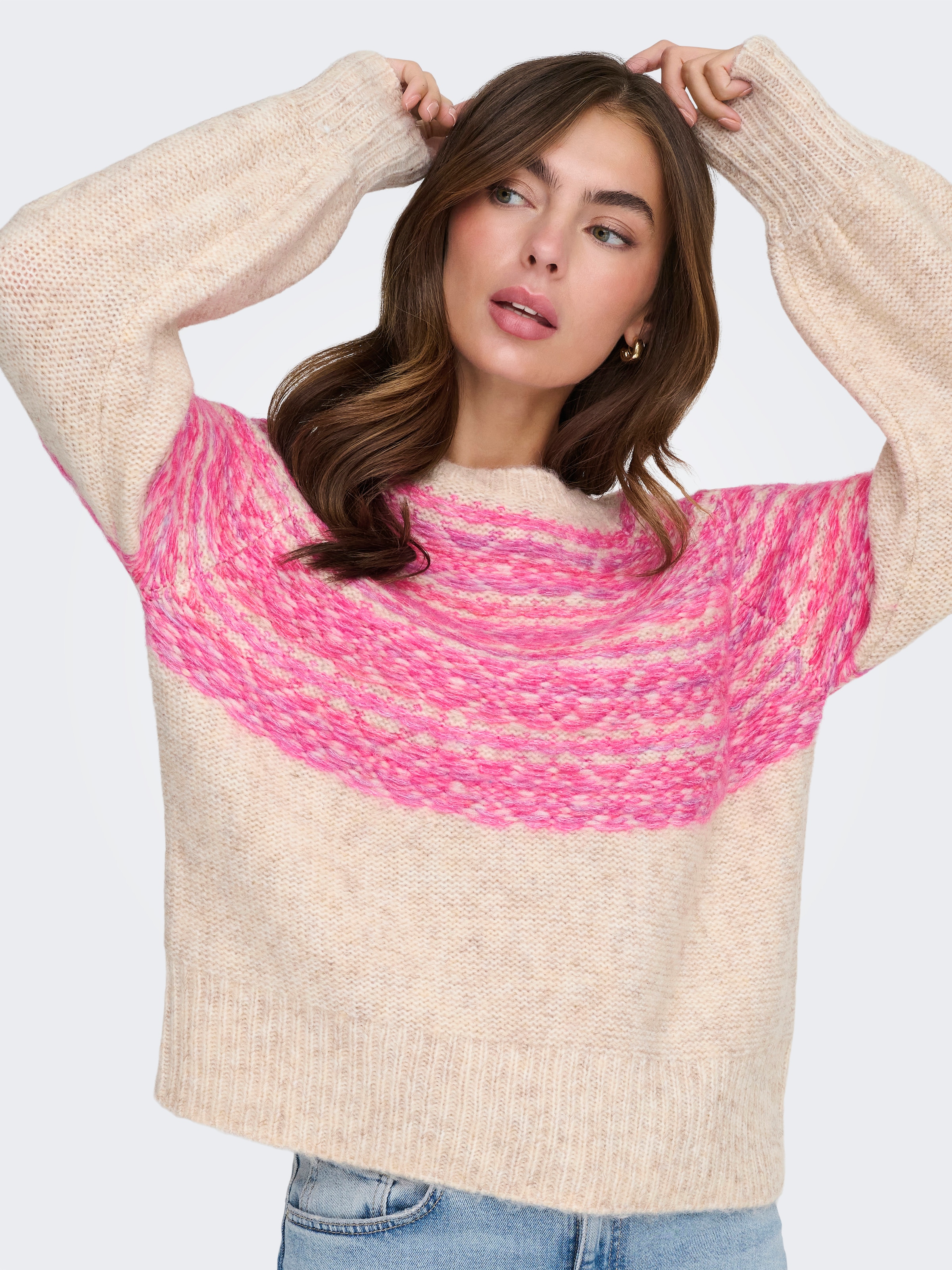 ONLY Pull en tricot »ONLSIDONA LIFE LS JQ O-NECK KNT«