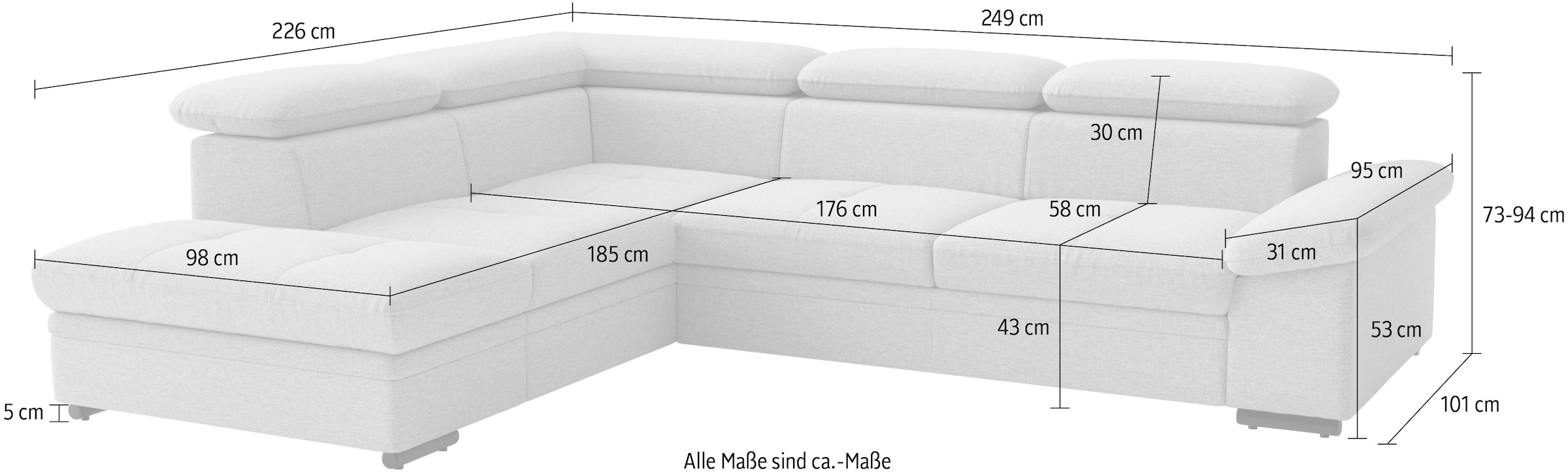 sit&more Ecksofa »Viola« optional Bettfunktion