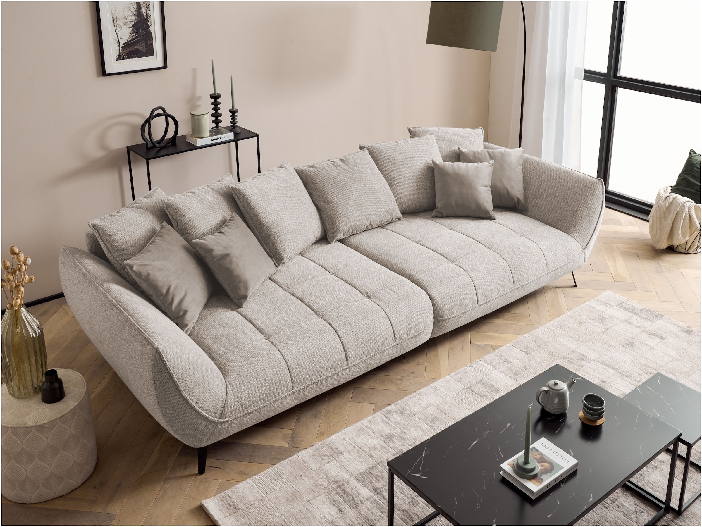 exxpo - sofa fashion Canapé Big »Triton Mega Sofa ,toller Sitzkomfort, Steppung im Sitz, Breite 311cm« inkl.10-teiliges Kissenset,gemütliches Megasofa,viel Platz zum Relaxen