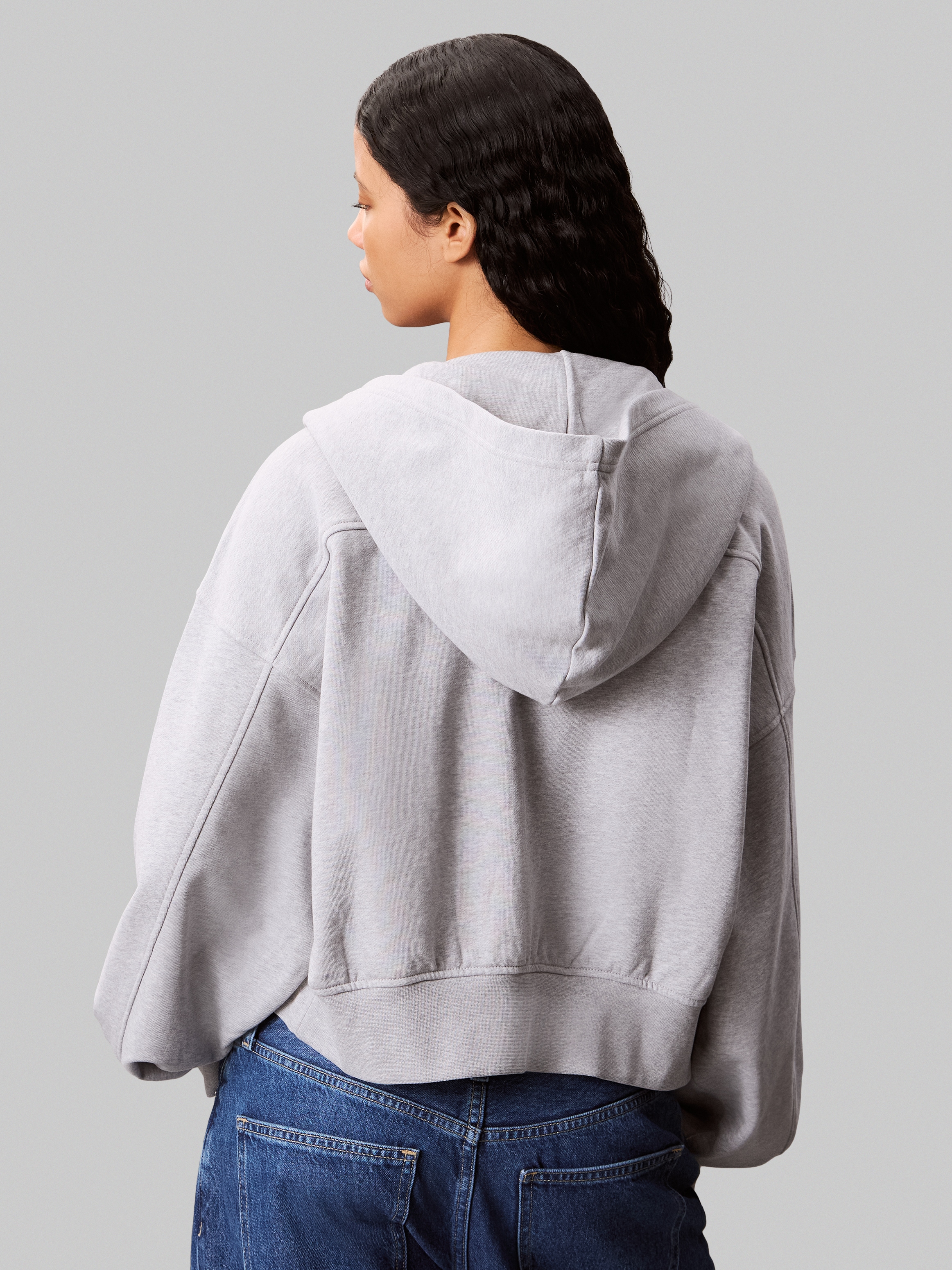 Calvin Klein Veste sweat »A- FRNCH TRRY BDG LG« coupe oversize, avec capuche, coton pur